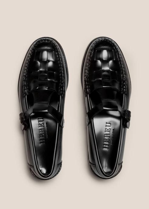 HEREU MEN SOLLER T-BAR MOCASSIN - BLACK