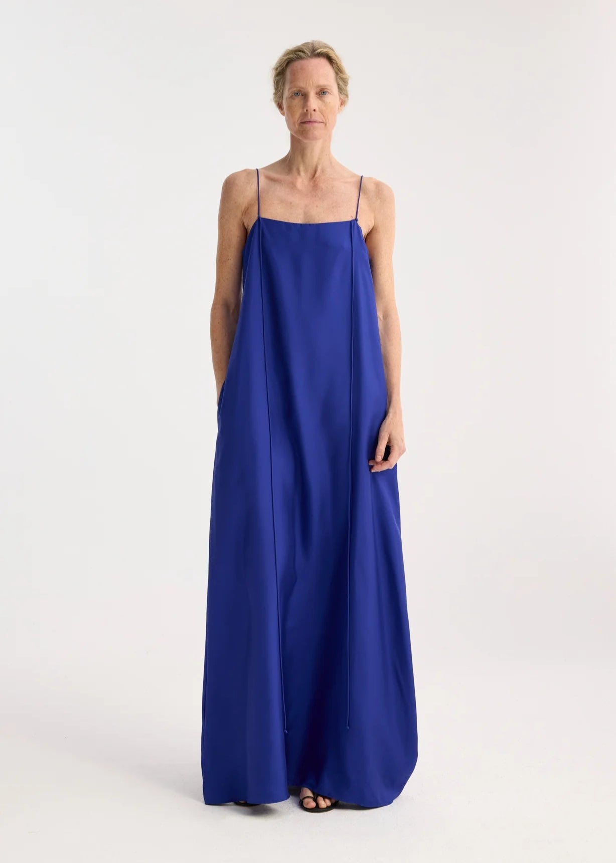 RÓHE SILK STRAP DRESS - ELECTRIC BLUE