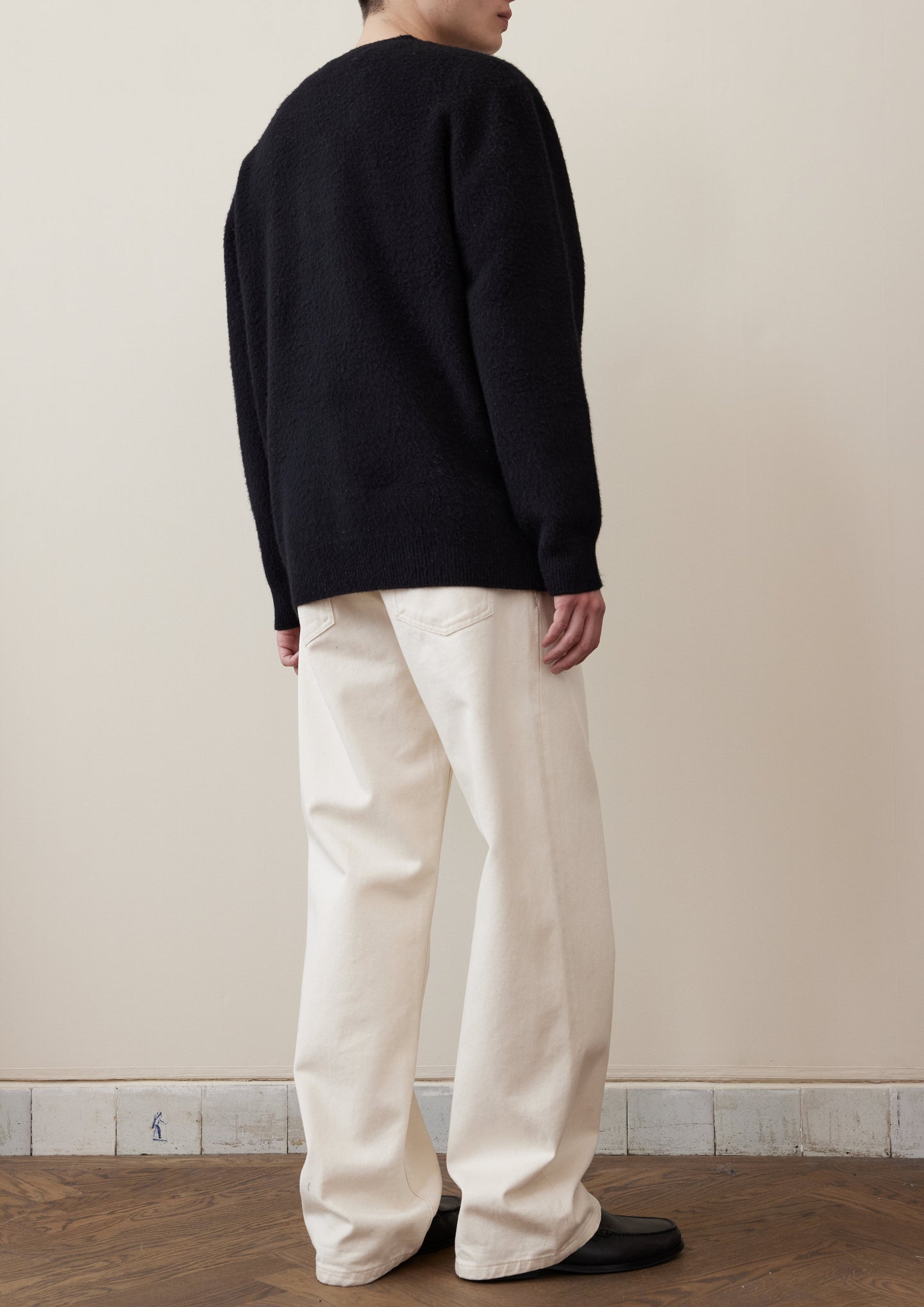 RÓHE MEN KNITTED BOILED WOOL CREWNECK - BLACK
