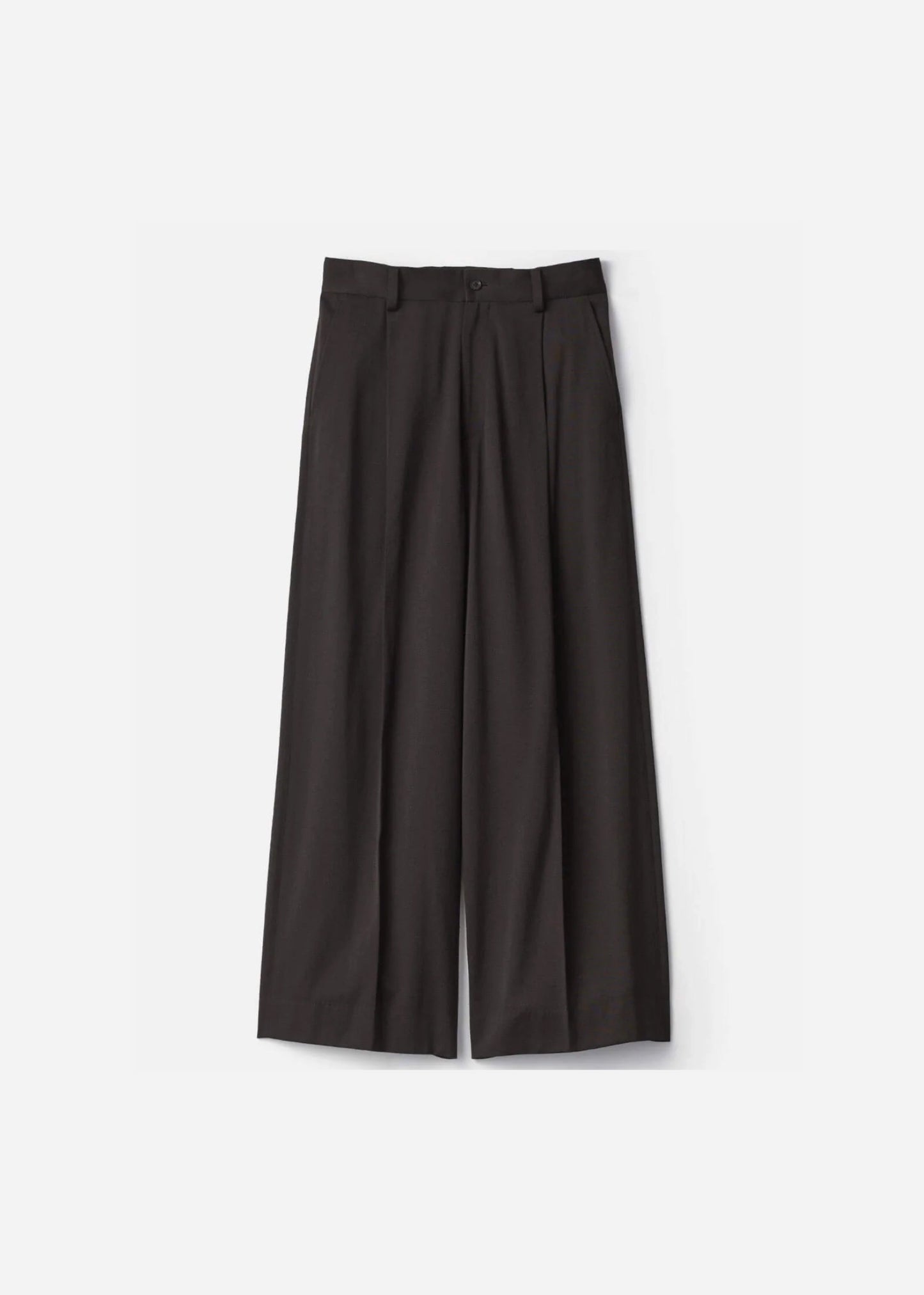 SSSTEIN SATIN EXTRA WIDE TROUSERS - DARK BROWN