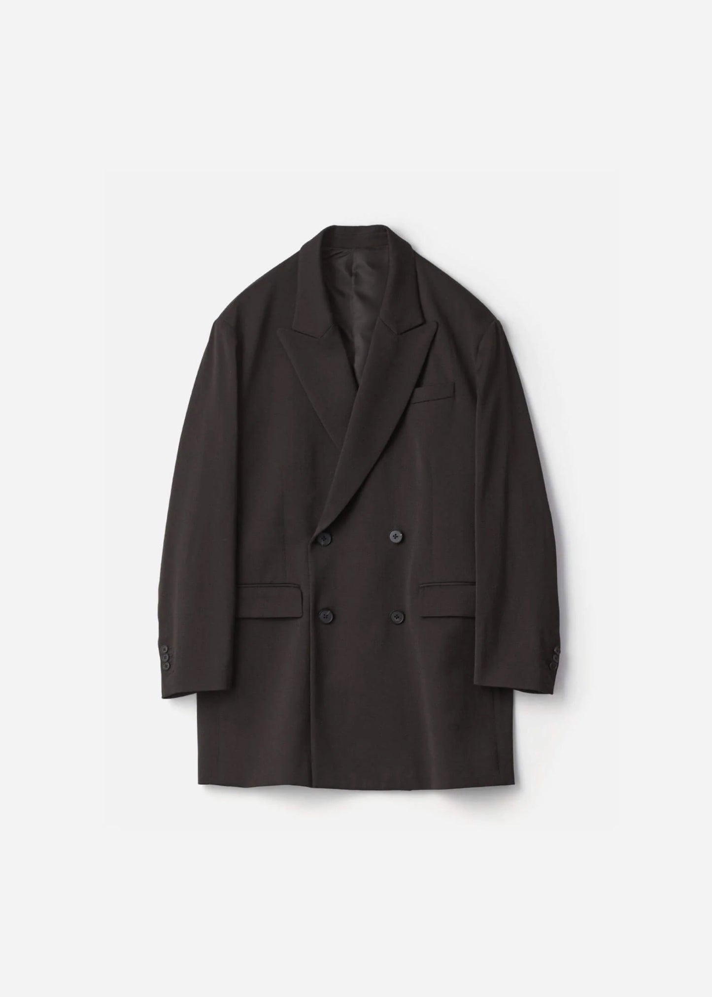 SSSTEIN SATIN PEAK LAPEL SHORT COAT - DARK BROWN