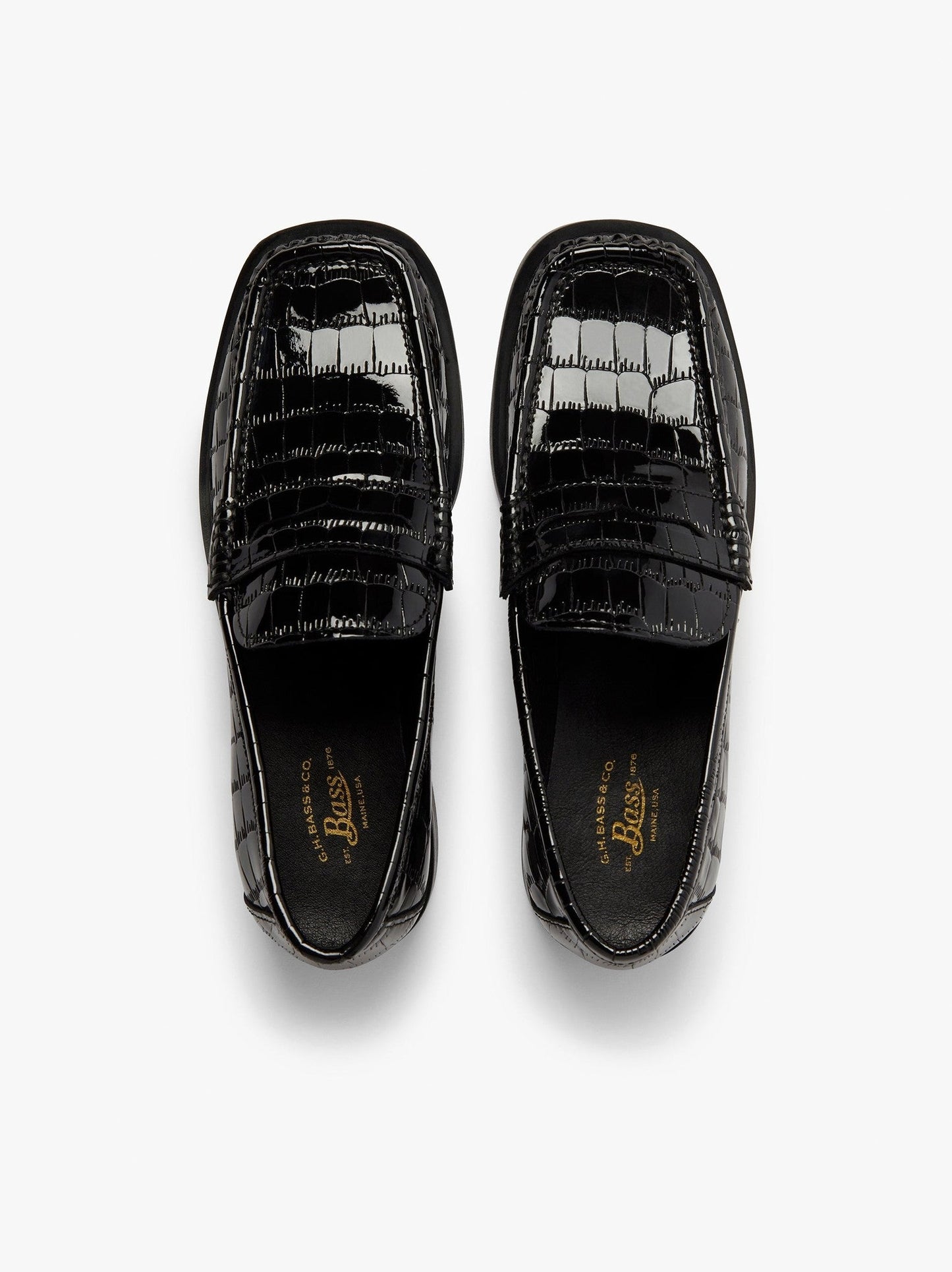 G.H.BASS WEEJUNS ALICE SQUARE TOE - BLACK CROCO