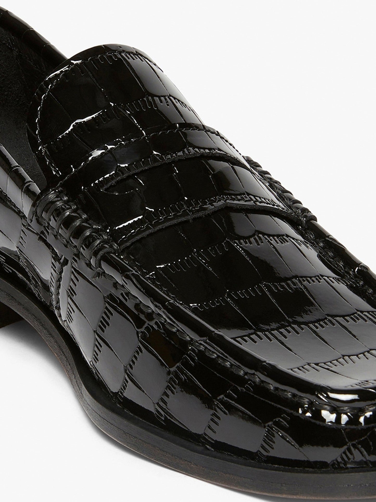 G.H.BASS WEEJUNS ALICE SQUARE TOE - BLACK CROCO