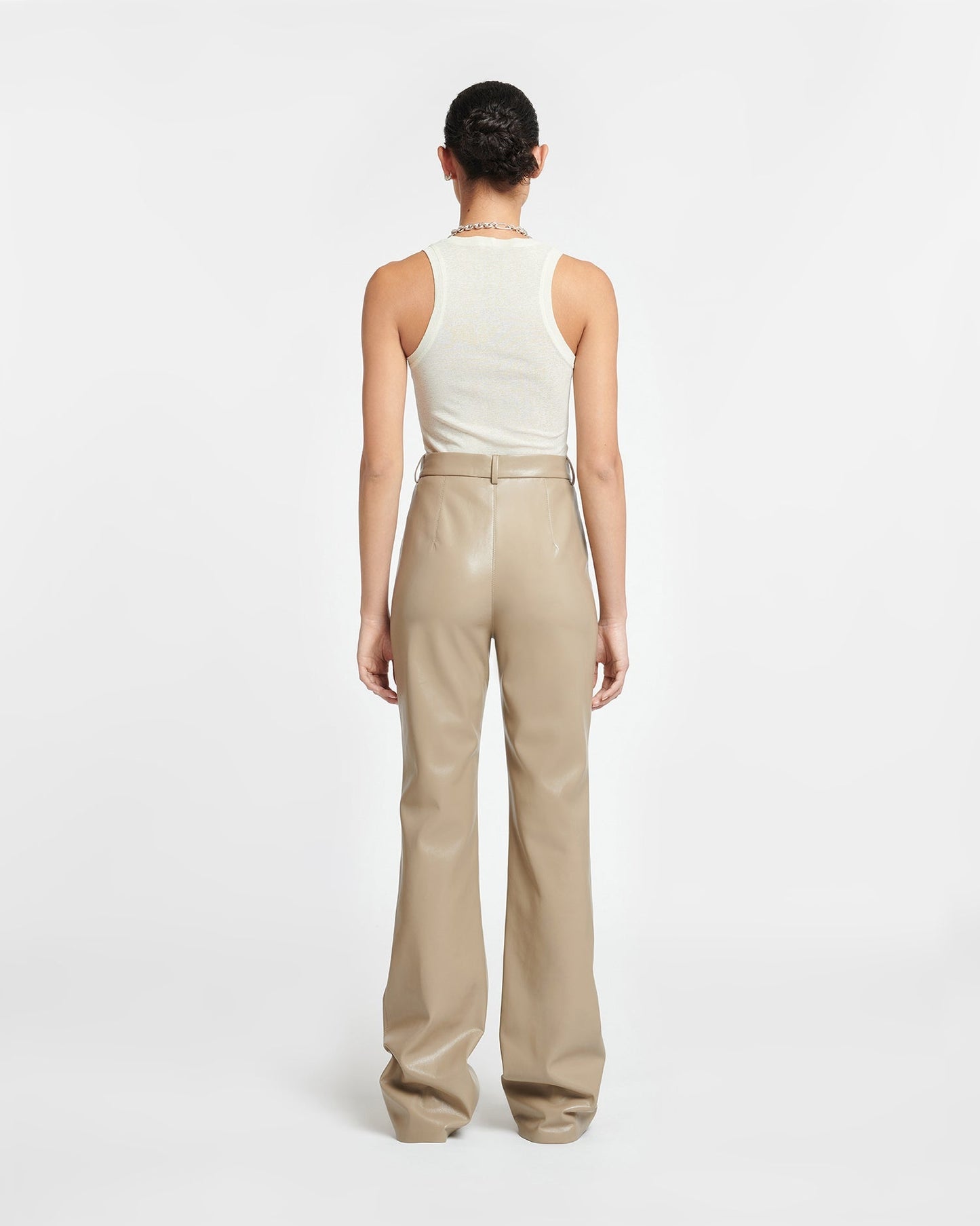NANUSHKA LEENA OKOBOR HIGH WAIST SLIM PANTS - ASHY TAUPE