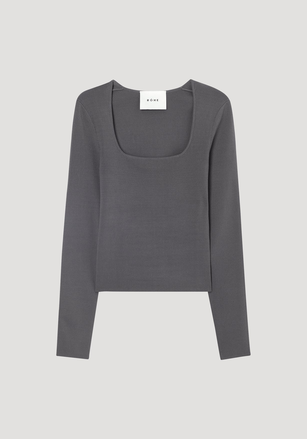 RÓHE BUSTIER SHAPED KNITTED LONGSLEEVE TOP - STEEL