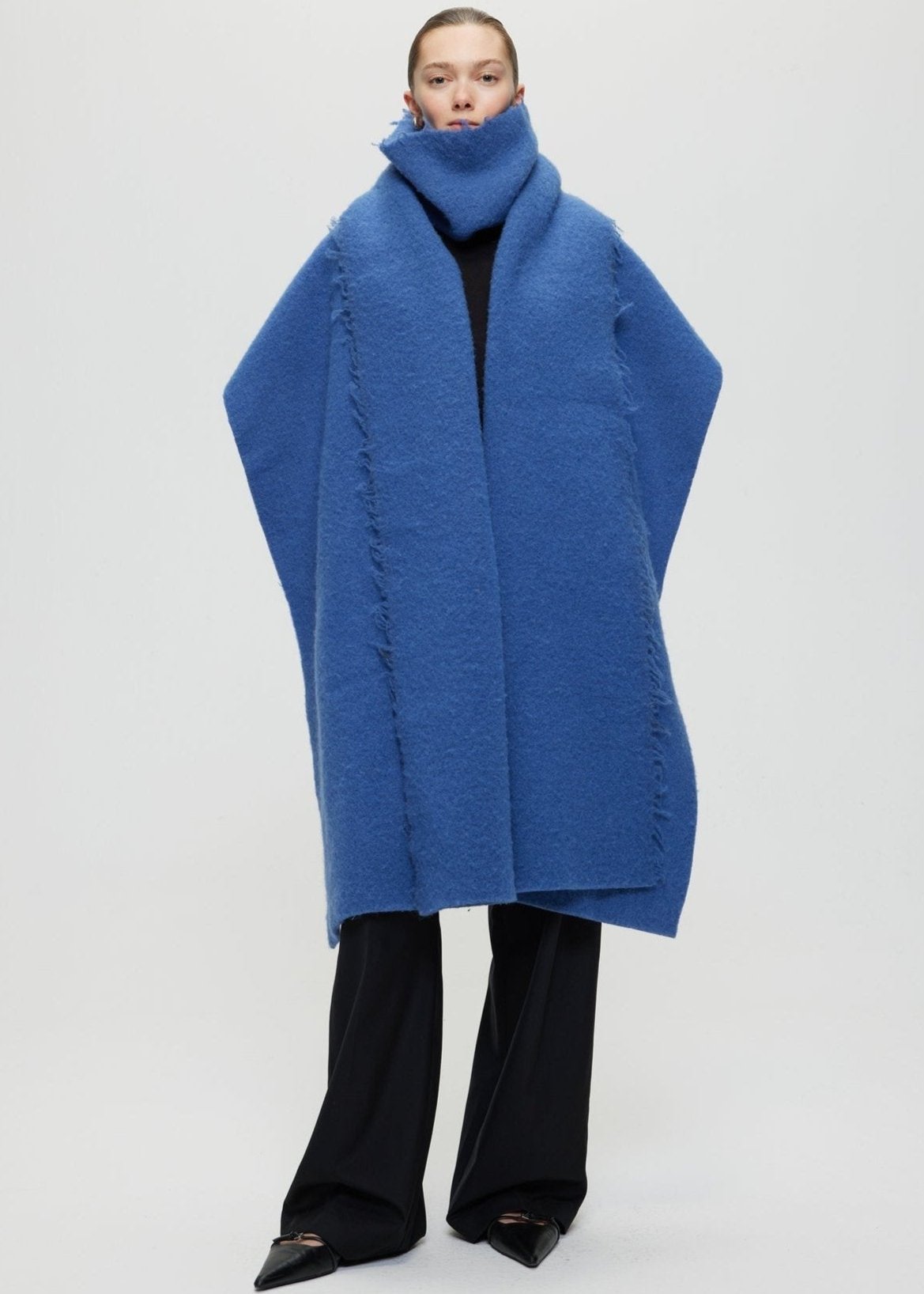 RÓHE FRINGE WOOL BLEND PONCHO