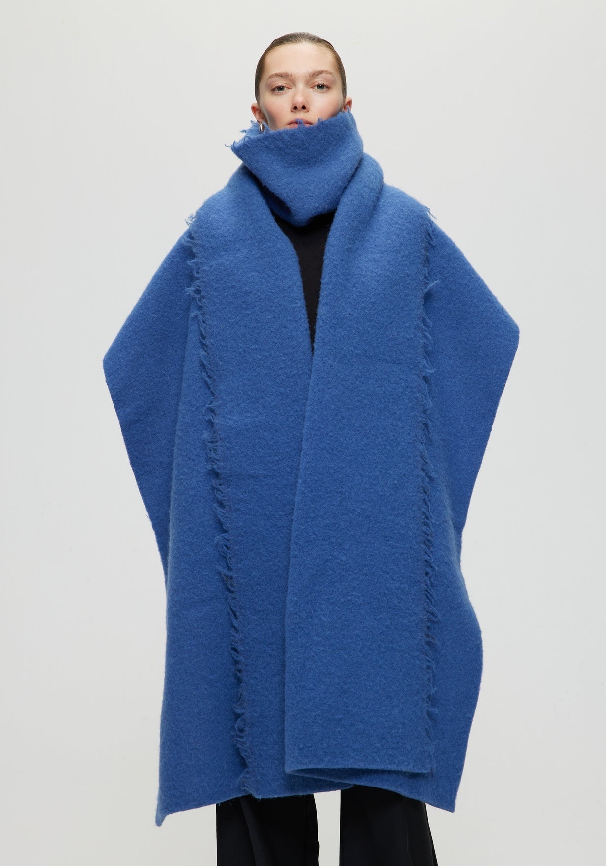 RÓHE FRINGE WOOL BLEND PONCHO