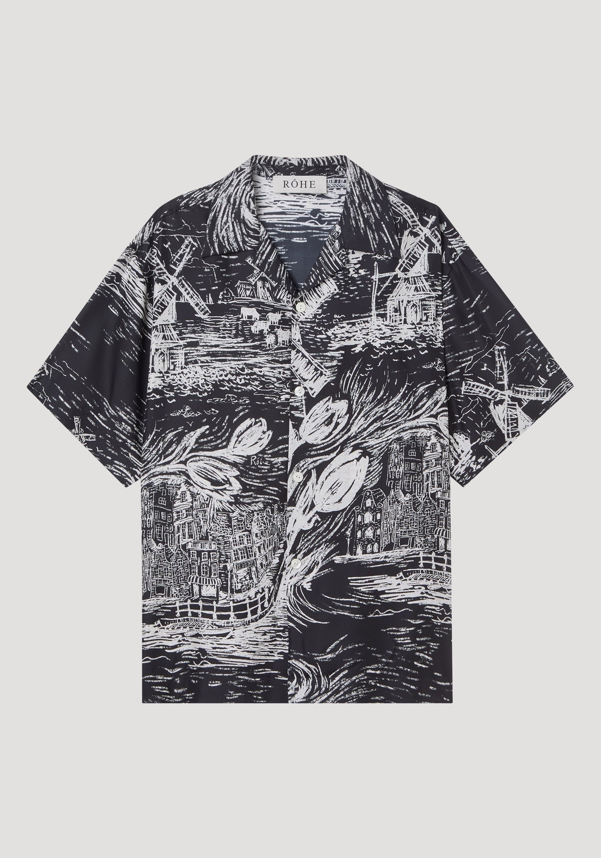 RÓHE MEN OVERSIZED CAMP COLLAR SS SILK SHIRT - HOLLAND PRINT