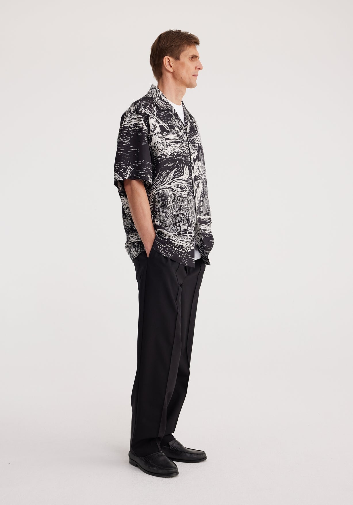 RÓHE MEN OVERSIZED CAMP COLLAR SS SILK SHIRT - HOLLAND PRINT