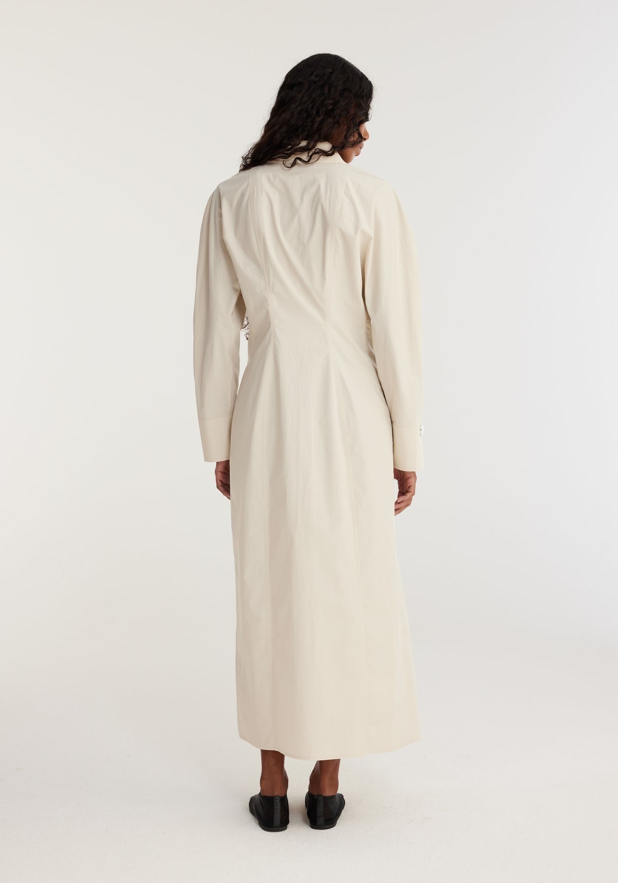 RÓHE WAISTED POPLIN DRESS - SAND
