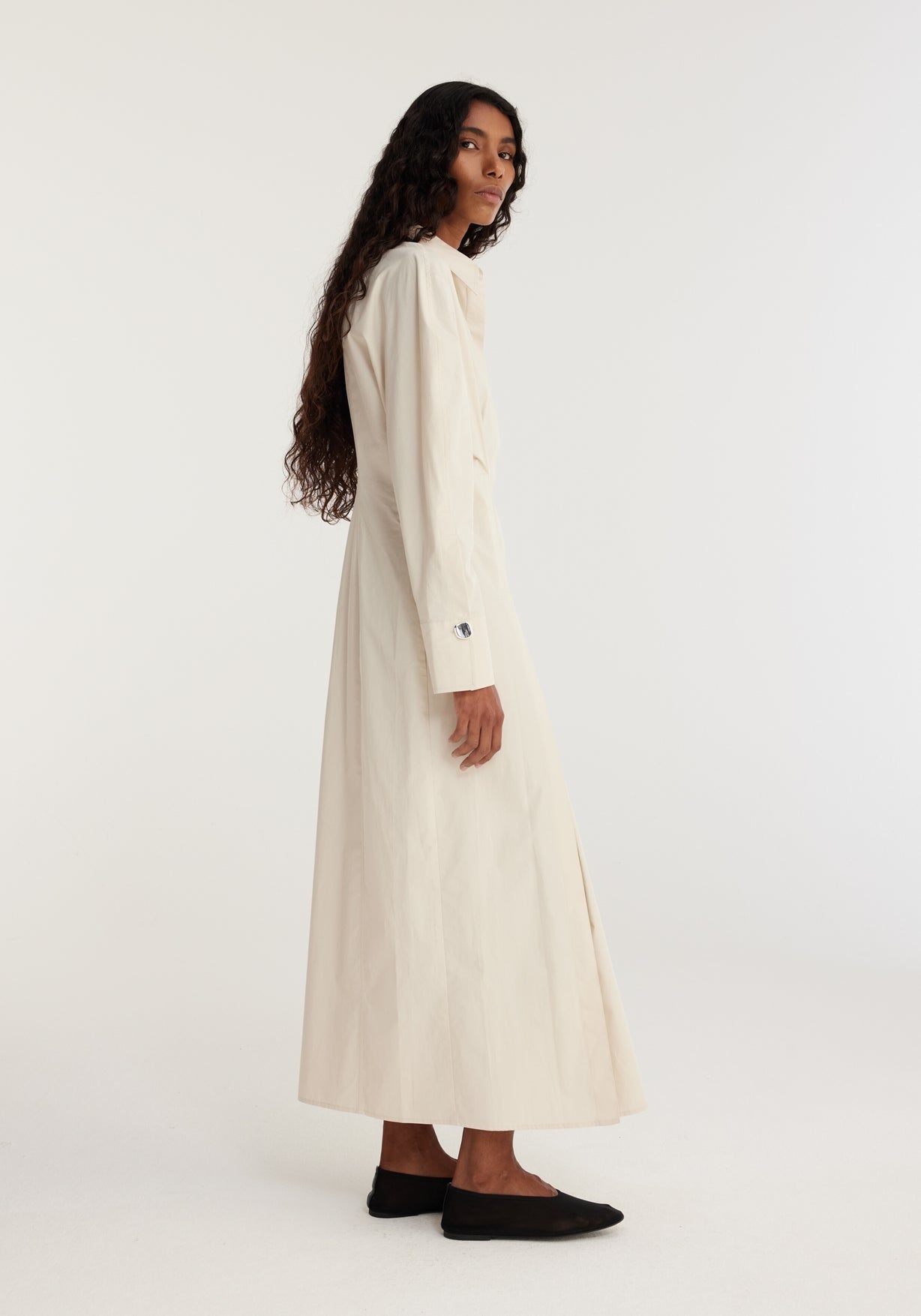 RÓHE WAISTED POPLIN DRESS - SAND