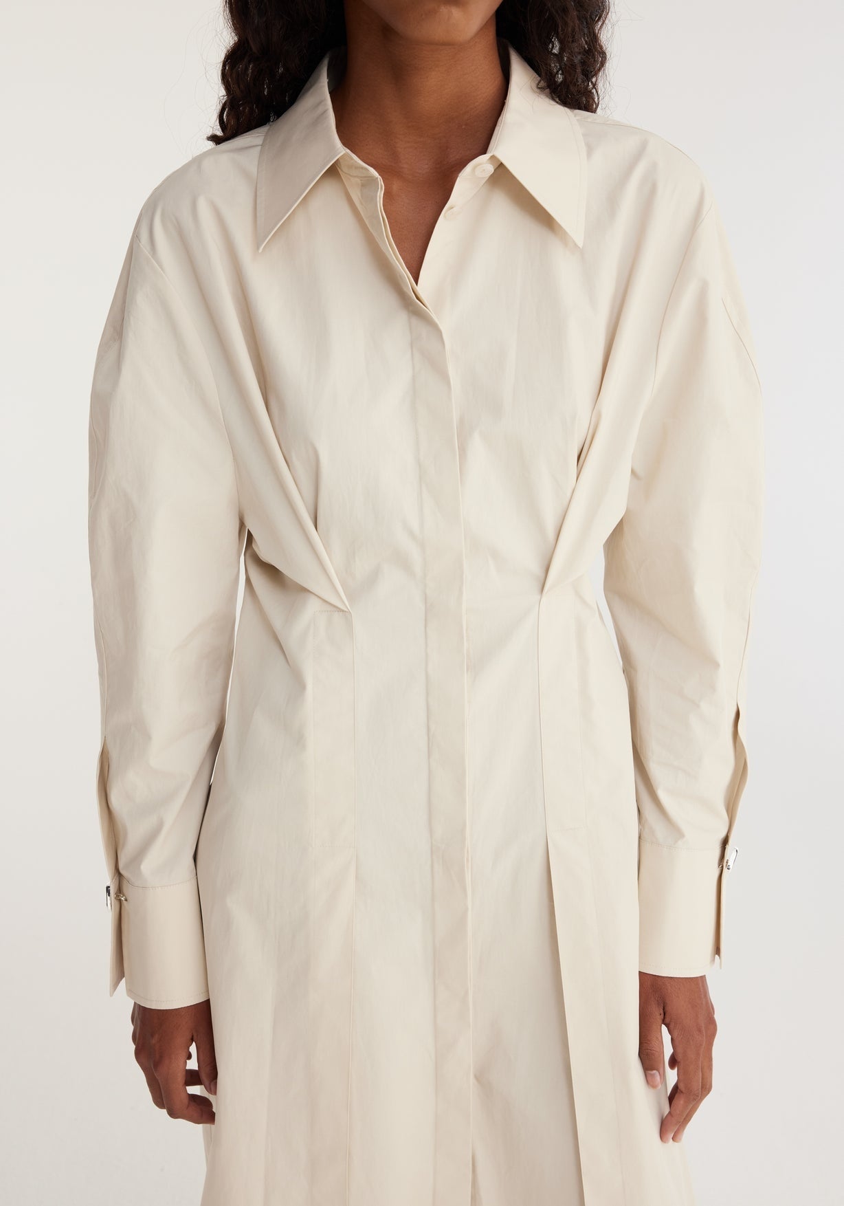RÓHE WAISTED POPLIN DRESS - SAND