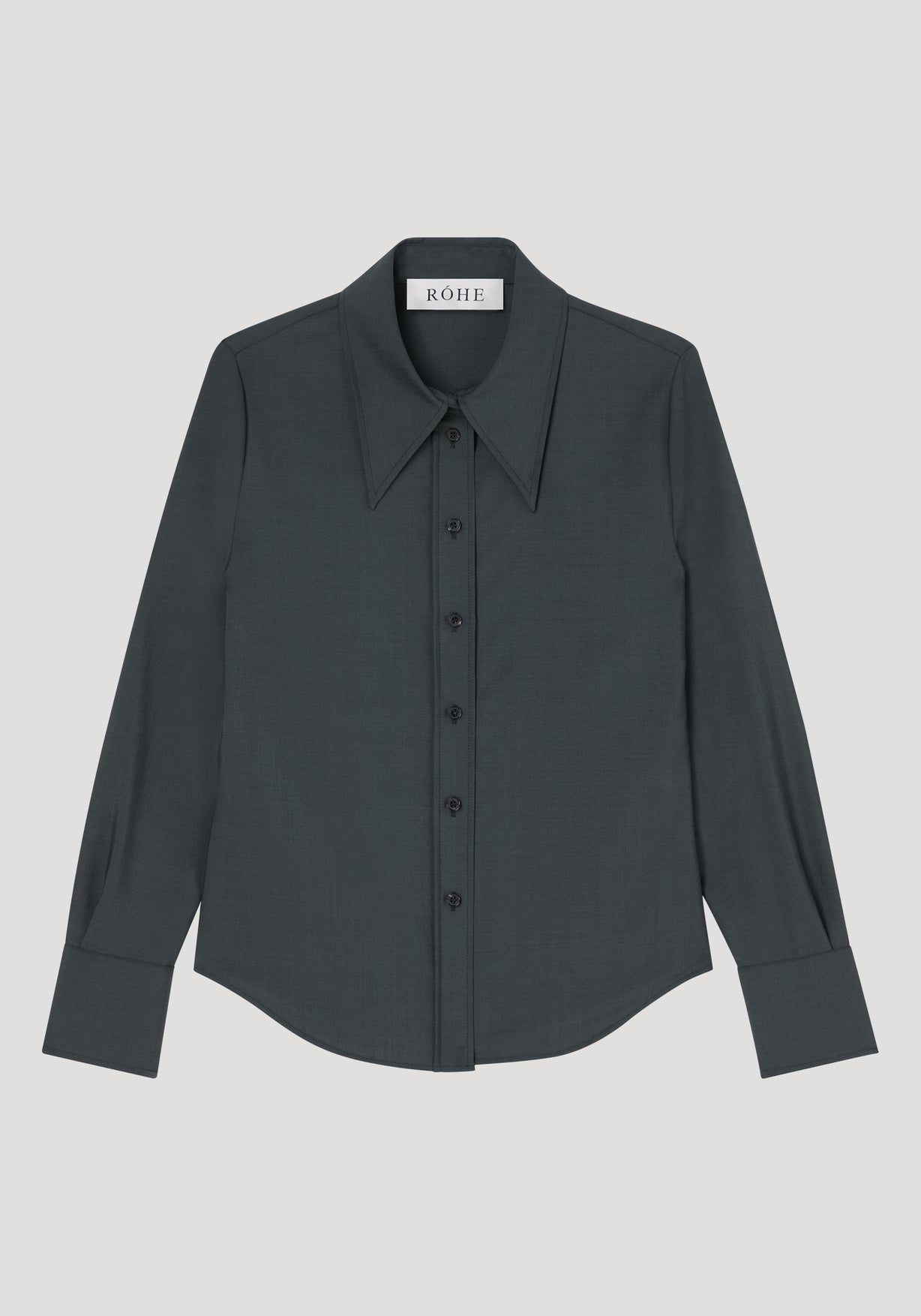 RÓHE FITTED LIGHT WOOL SHIRT - BOTTLE GREEN
