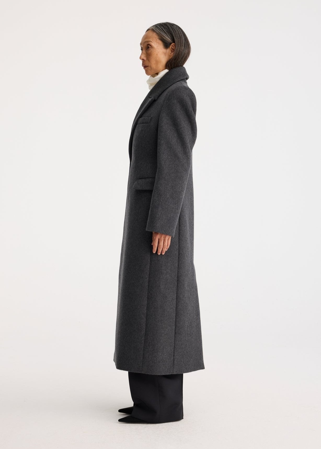RÓHE FITTED TEXTURED COAT - ANTHRACITE MELANGE