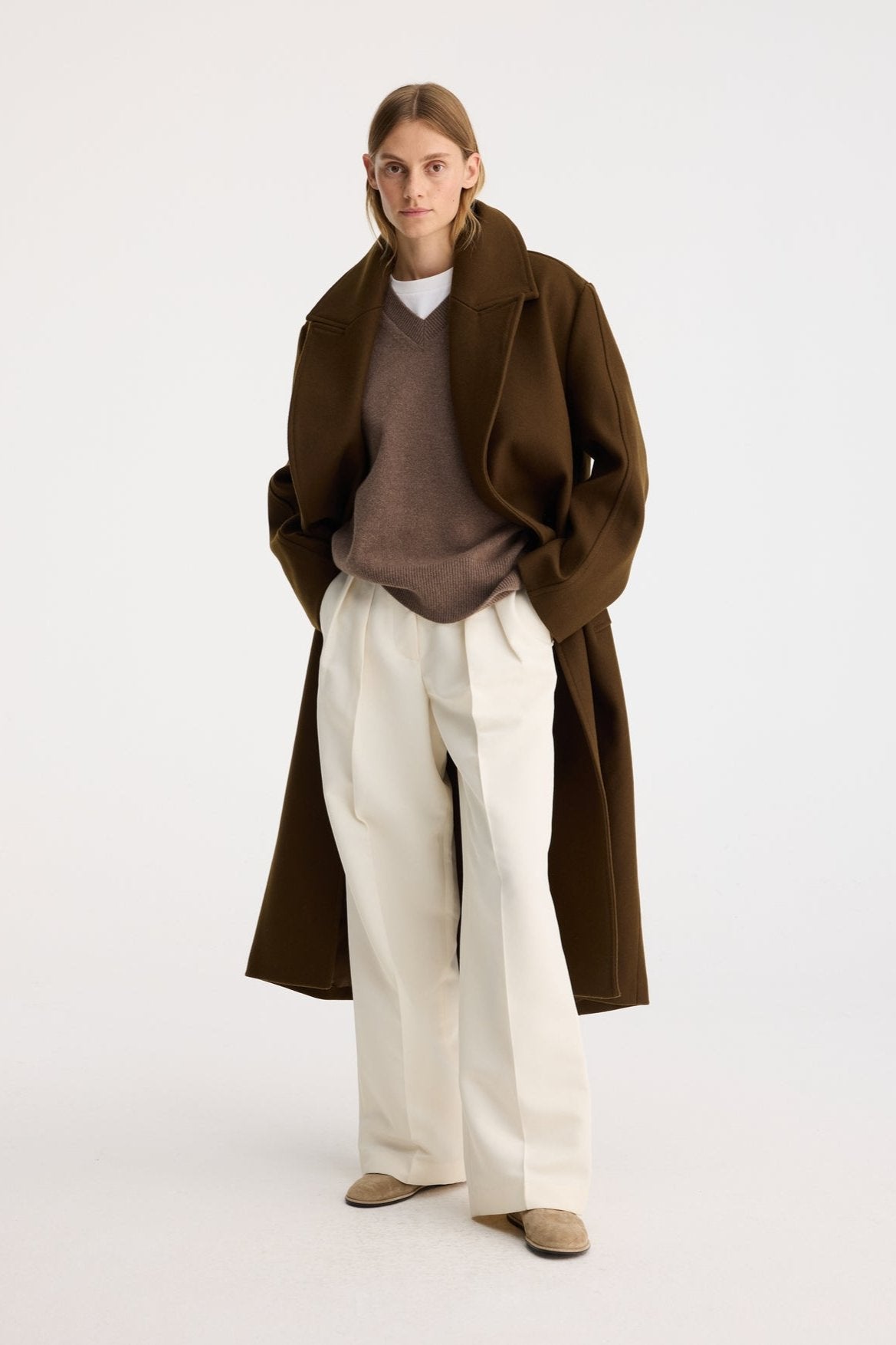 RÓHE OVERSIZED DOUBLE BREASTED COAT - OLIVE