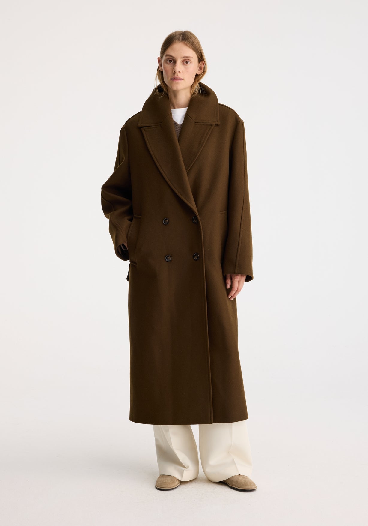 RÓHE OVERSIZED DOUBLE BREASTED COAT - OLIVE
