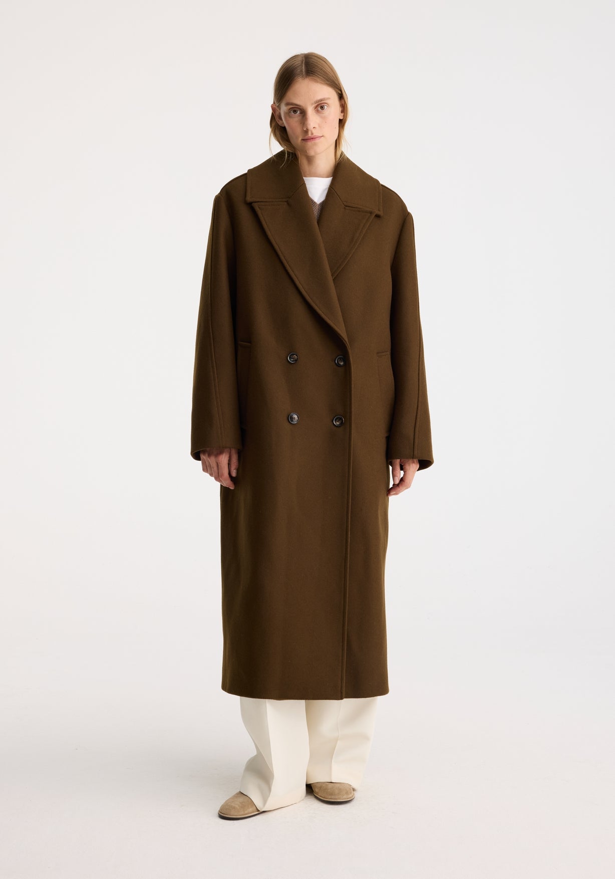 RÓHE OVERSIZED DOUBLE BREASTED COAT - OLIVE