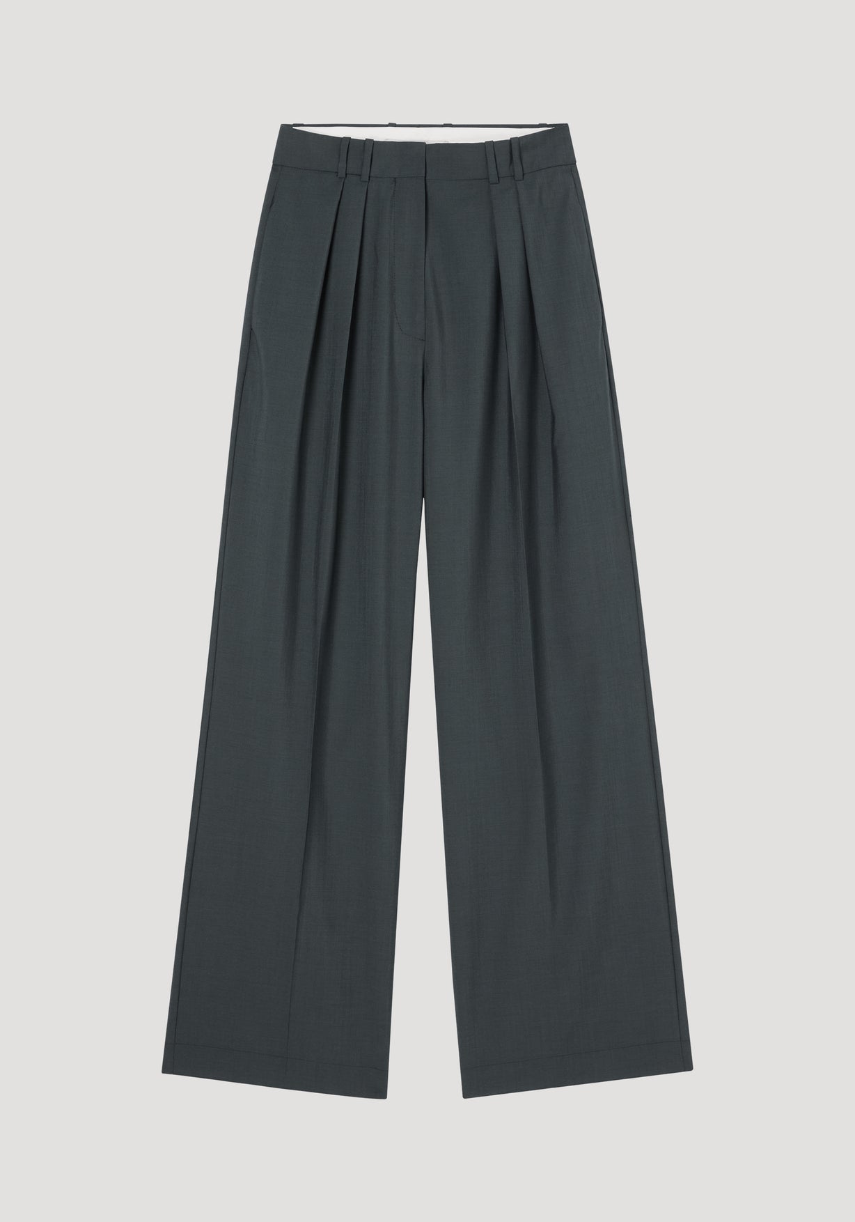 RÓHE WIDE LEG DOUBLE PLEATED TROUSERS - BOTTLE GREEN