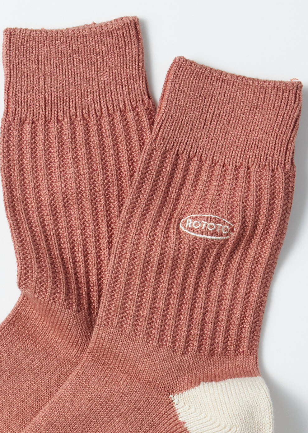 ROTOTO 90'S LOGO CREW SOCKS - DARK CORAL