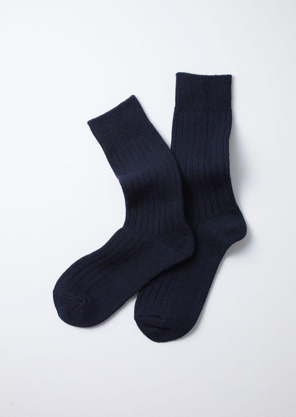 ROTOTO COTTON WOOL RIBBED CREW SOCKS - NAVY