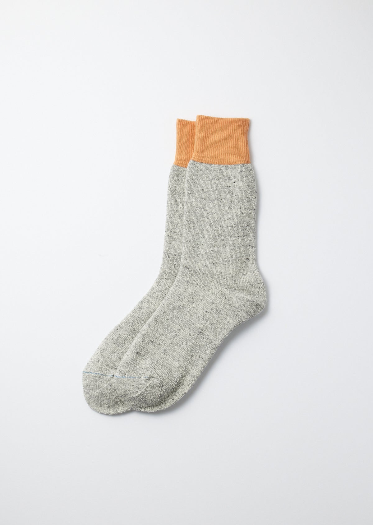 ROTOTO DOUBLE FACE CREW SOCK - LIGHT ORANGE/LIGHT GREY