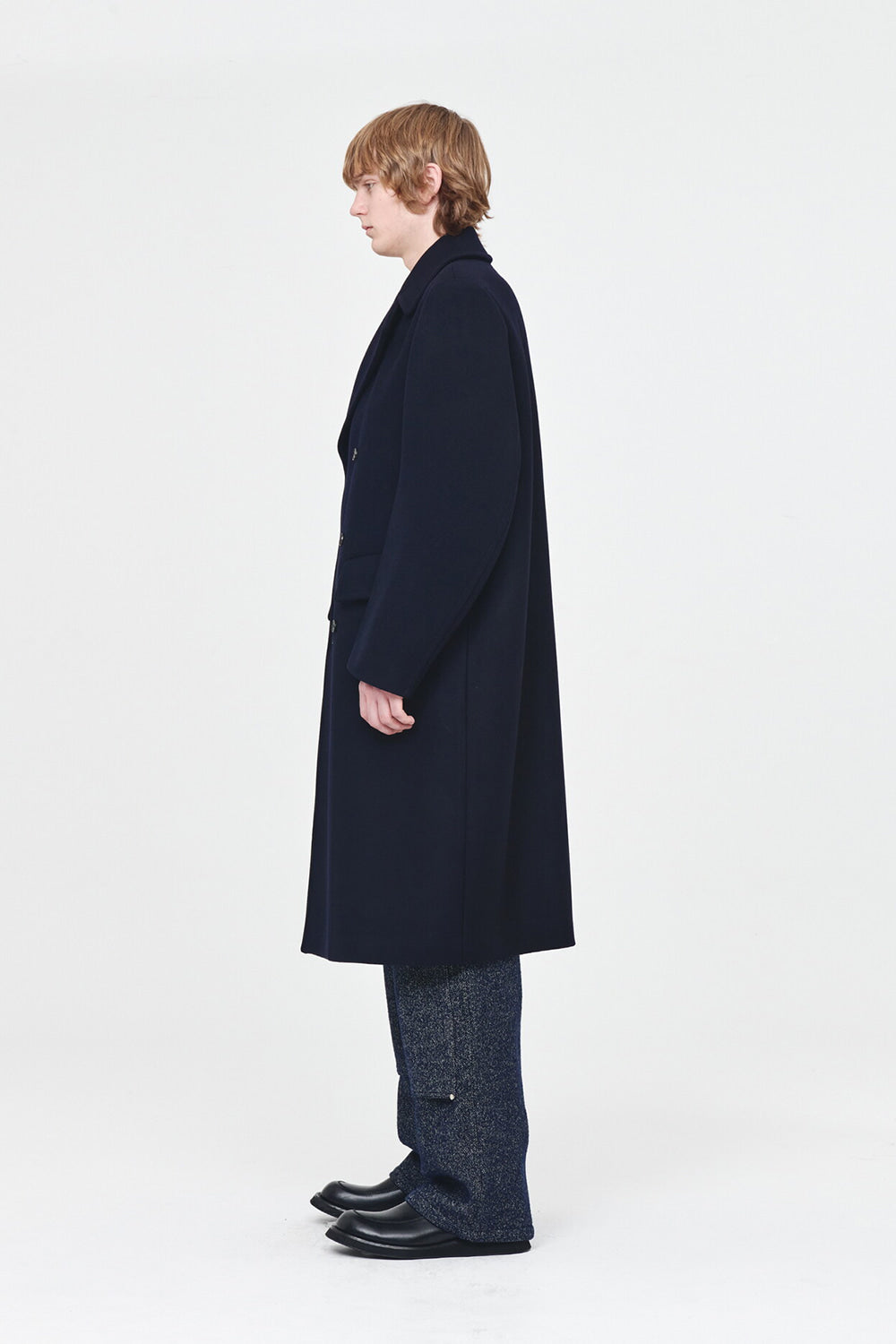 AFTER PRAY SHERMAN LONG PEACOAT - NAVY