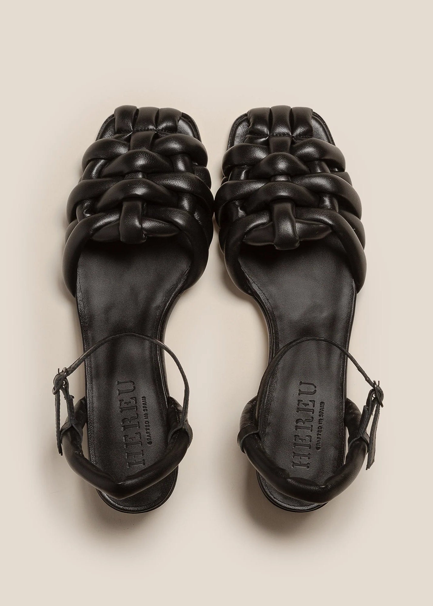 HEREU CABERSA SQUARE TOE PADDED HEELED SANDAL - BLACK
