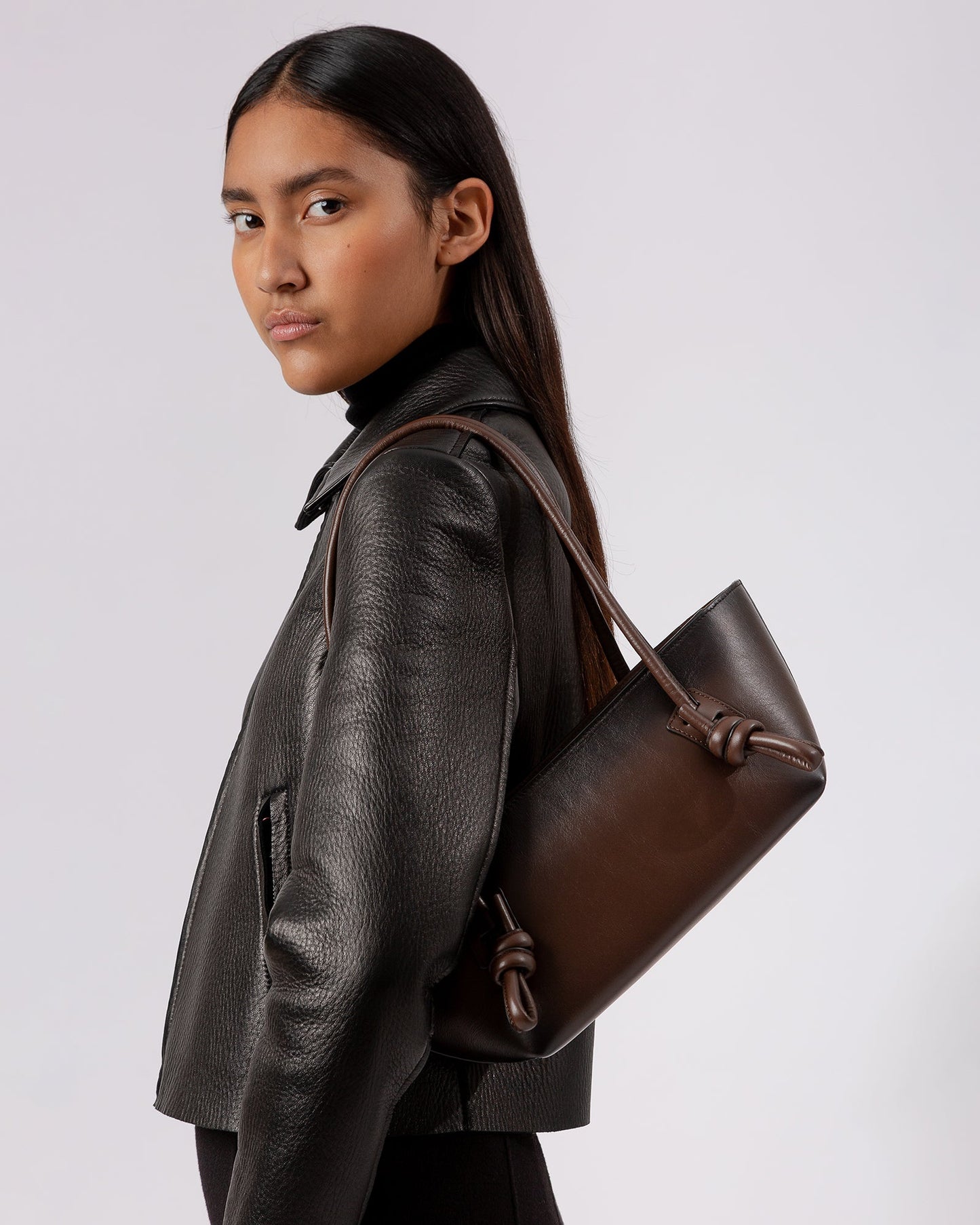 HEREU FLECA AIRBRUSHED BAGUETTE SHOULDER BAG