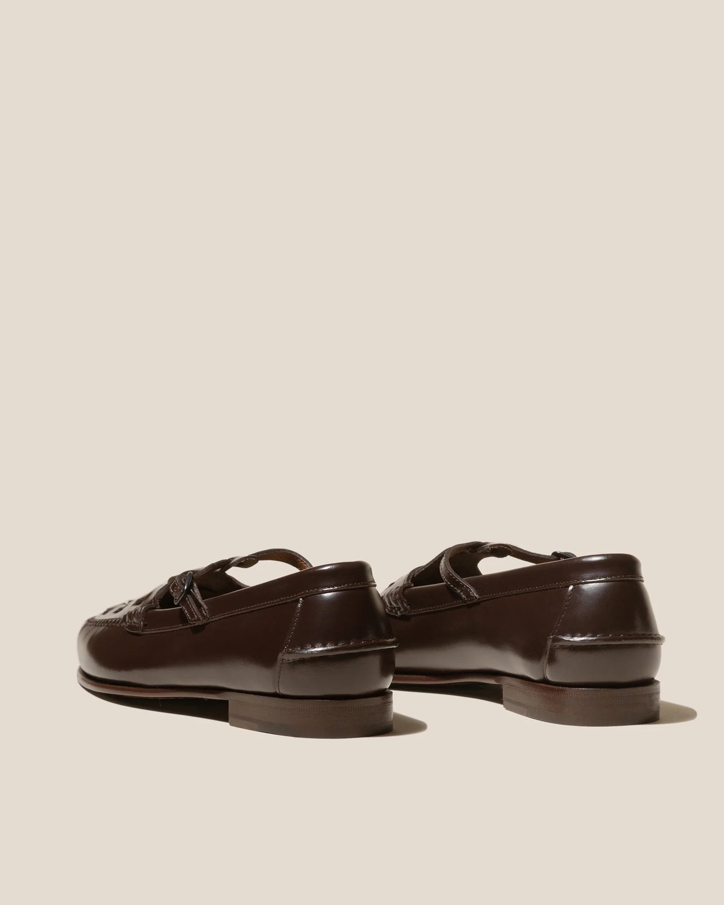 HEREU MAQUEDA INTERWOVEN T-BAR LOAFER - DARK BROWN