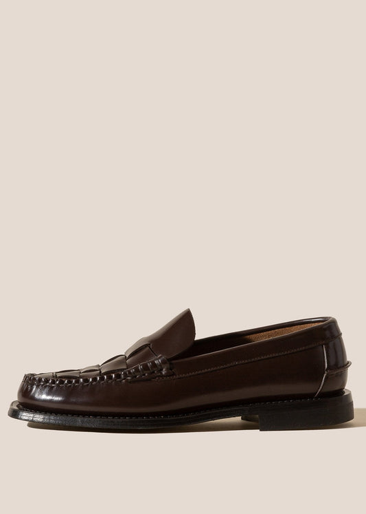 HEREU MEN NOMBELA INTERVOWEN SLIP ON LOAFER - DARK BROWN