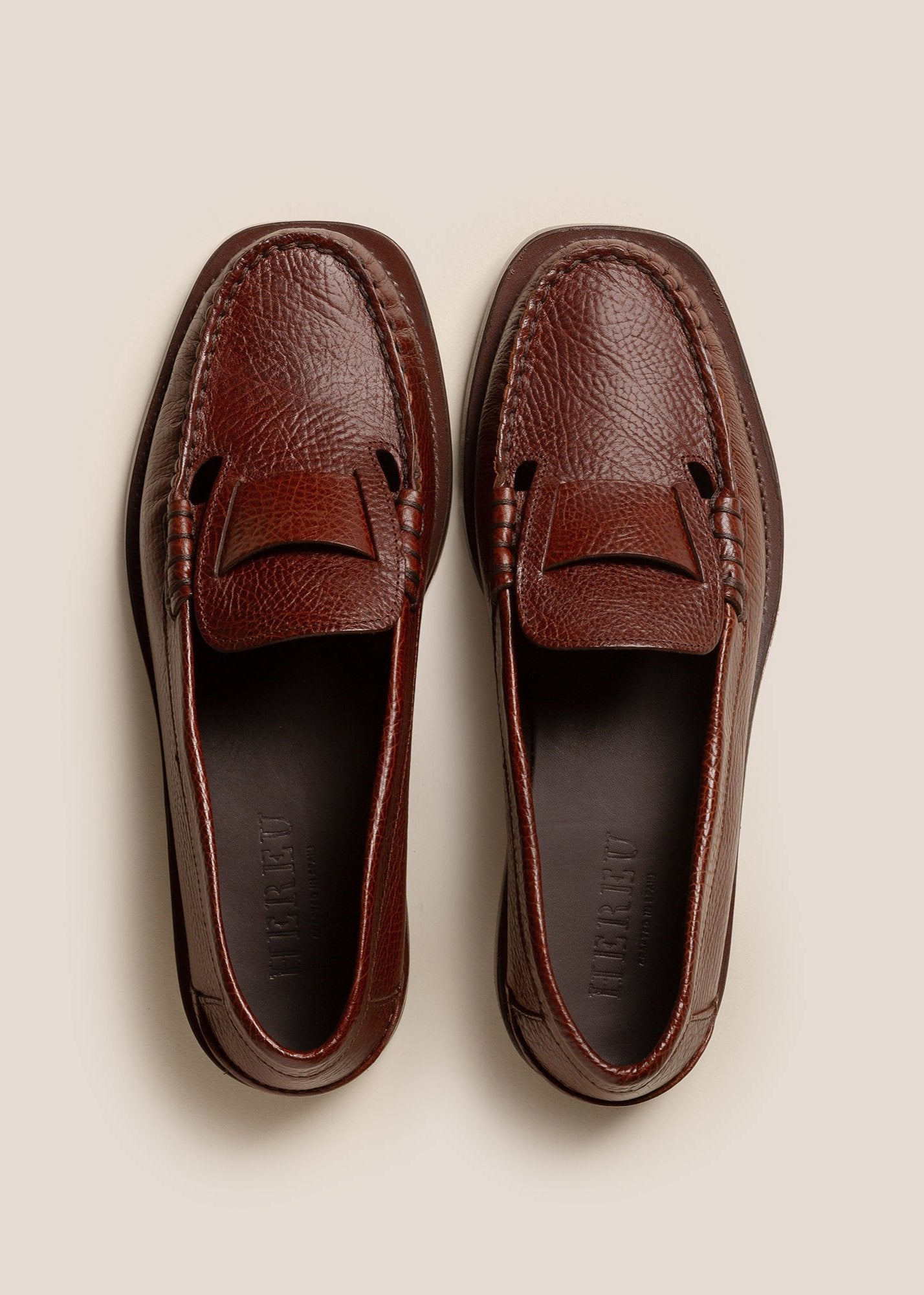 HEREU MEN SINEU GRAINY INTERLACE SLIP ON LOAFER - COGNAC
