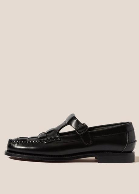 HEREU MEN SOLLER T-BAR MOCASSIN - BLACK