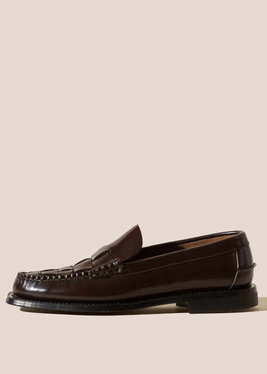 HEREU NOMBELA INTERLACED SLIP ON LOAFER - DARK BROWN