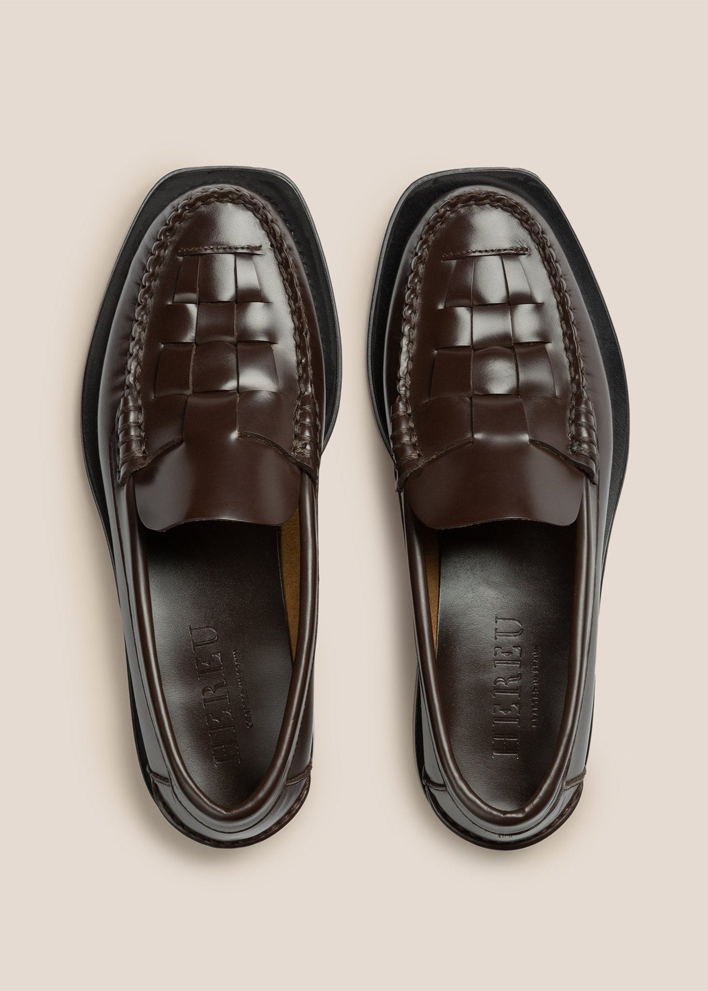 HEREU NOMBELA INTERLACED SLIP ON LOAFER - DARK BROWN