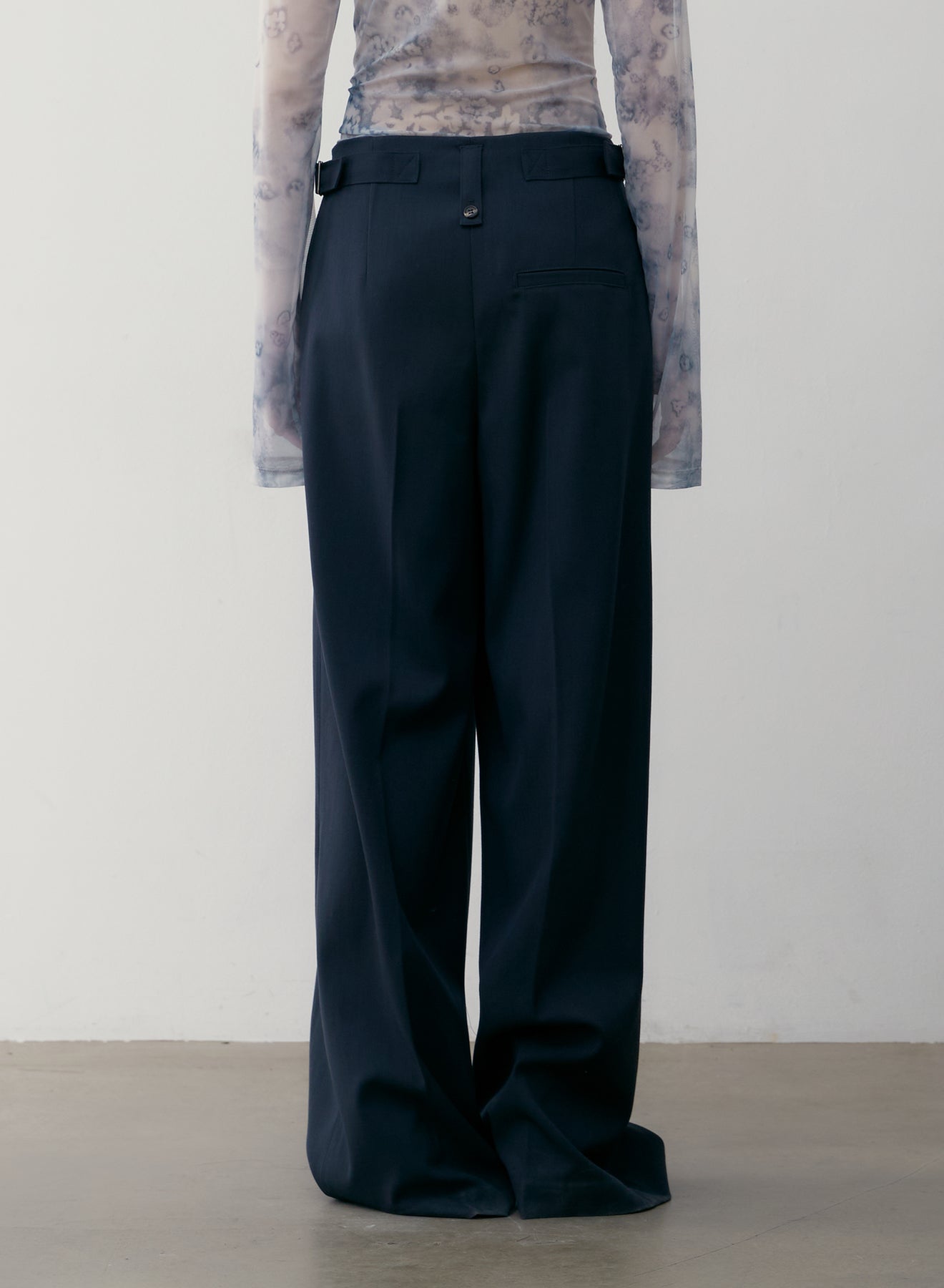 LOW CLASSIC BELT LOOP POINT TROUSERS - BLUE GREEN
