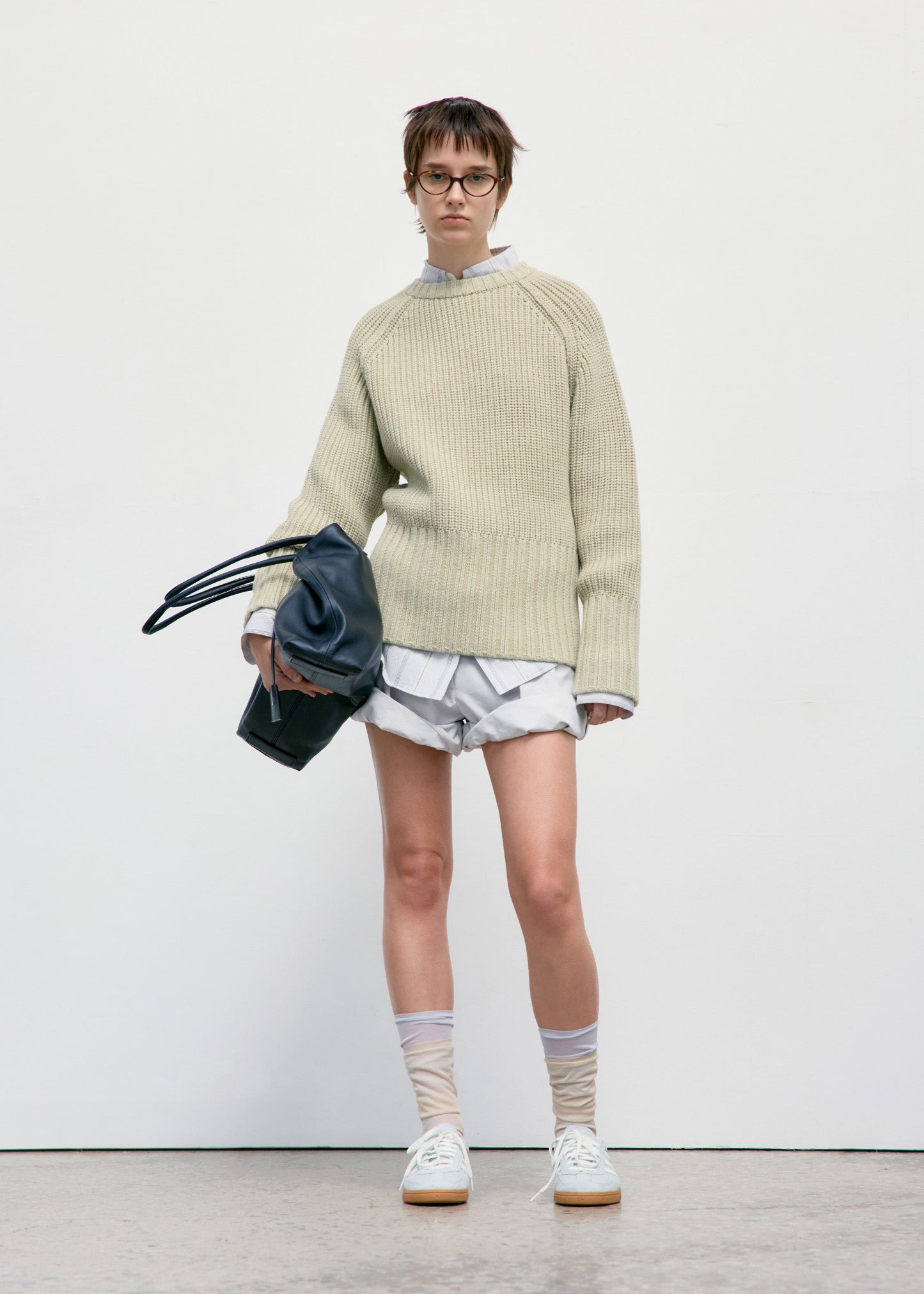 LOW CLASSIC CHUNKY RIB KNIT SWEATER - LIGHT GREEN
