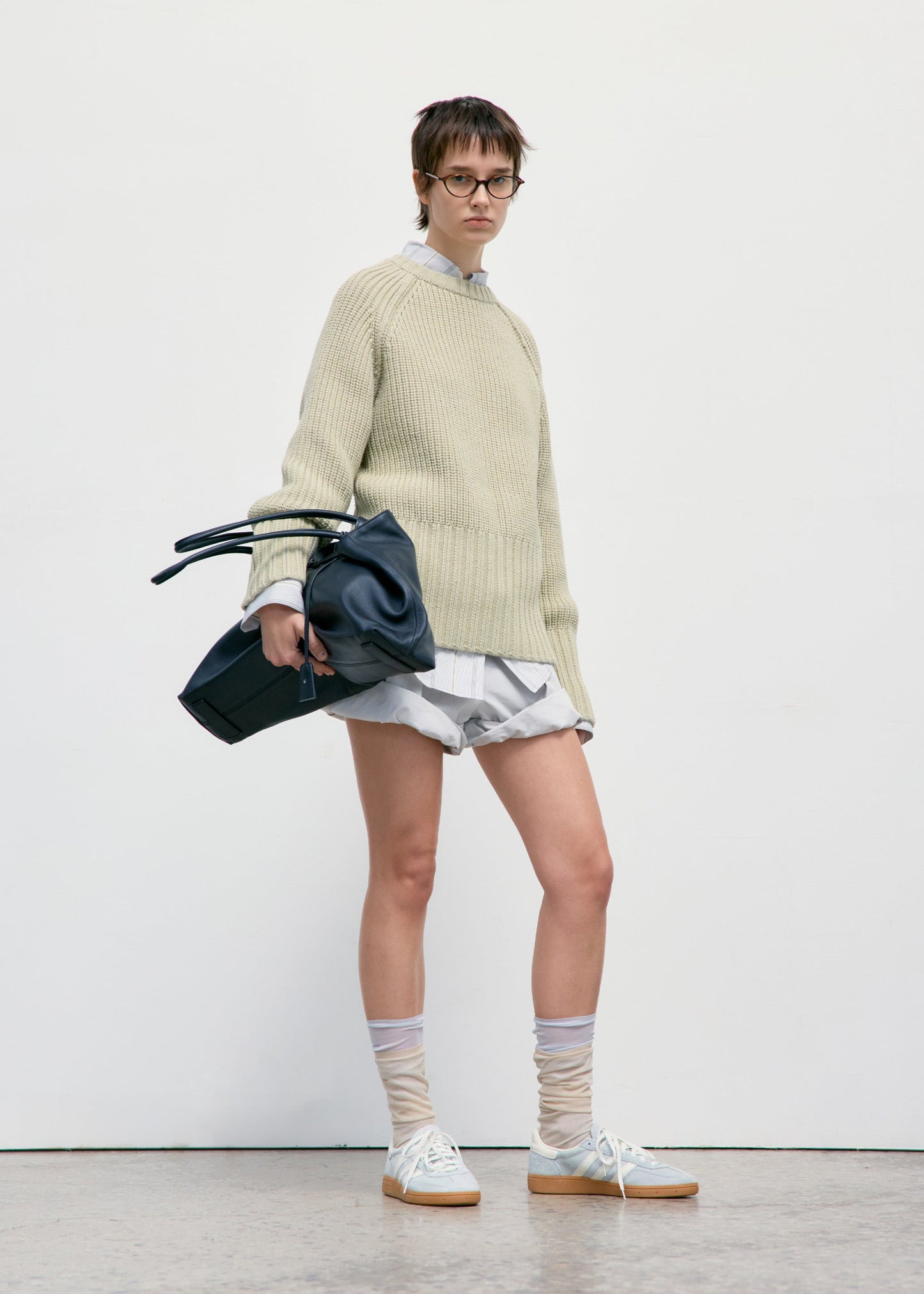 LOW CLASSIC CHUNKY RIB KNIT SWEATER - LIGHT GREEN