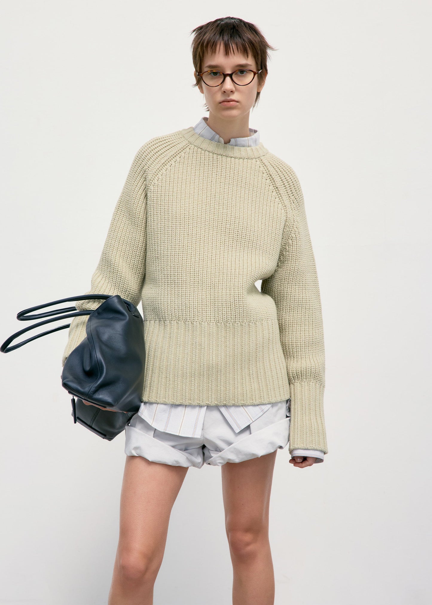 LOW CLASSIC CHUNKY RIB KNIT SWEATER - LIGHT GREEN