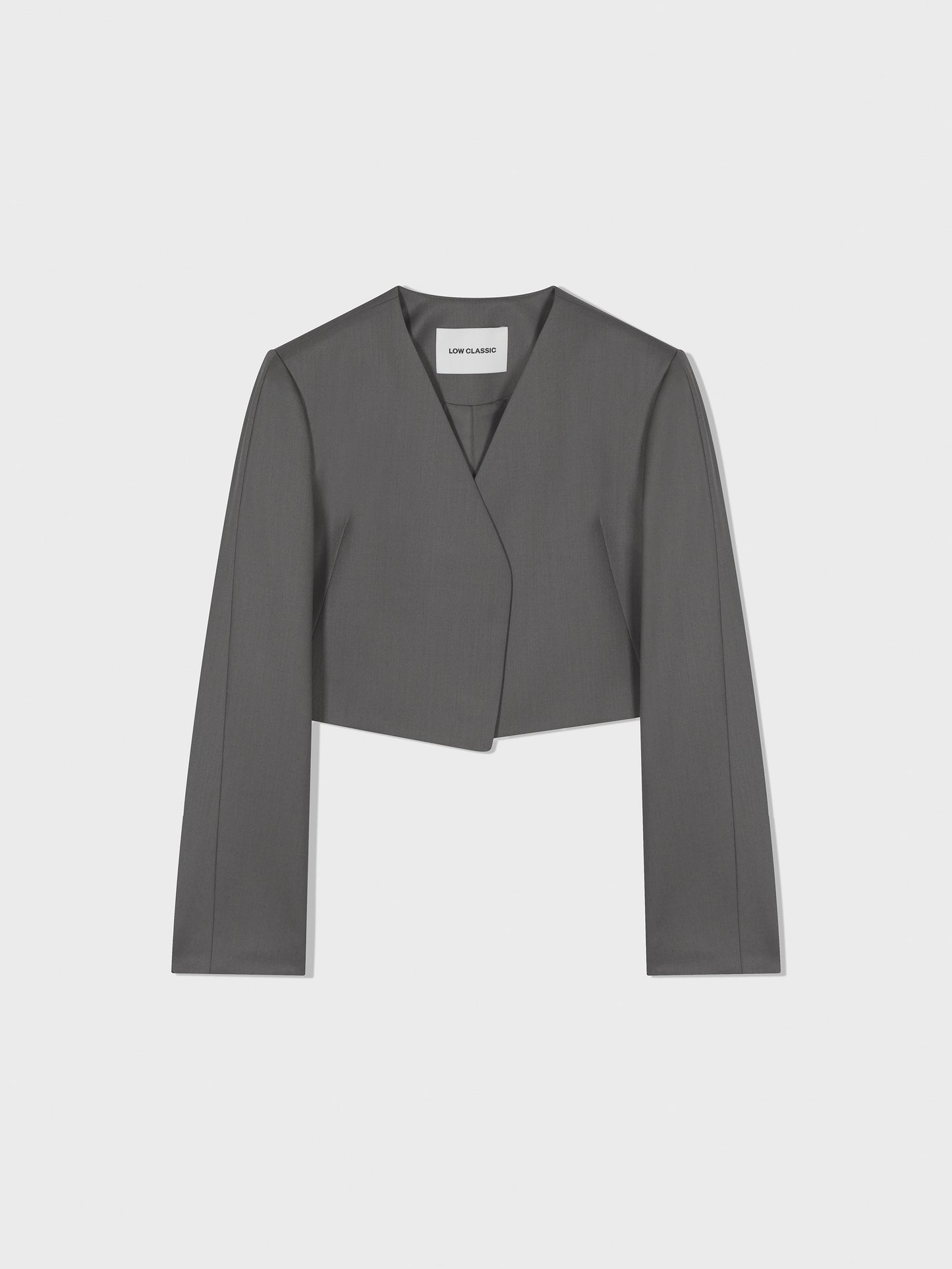LOW CLASSIC COLLARLESS SHORT JACKET - GREY