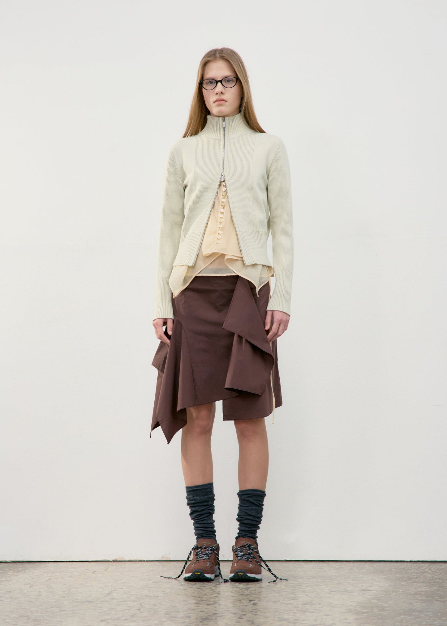 LOW CLASSIC HIGHNECK ZIP-UP KNIT TOP - MINT