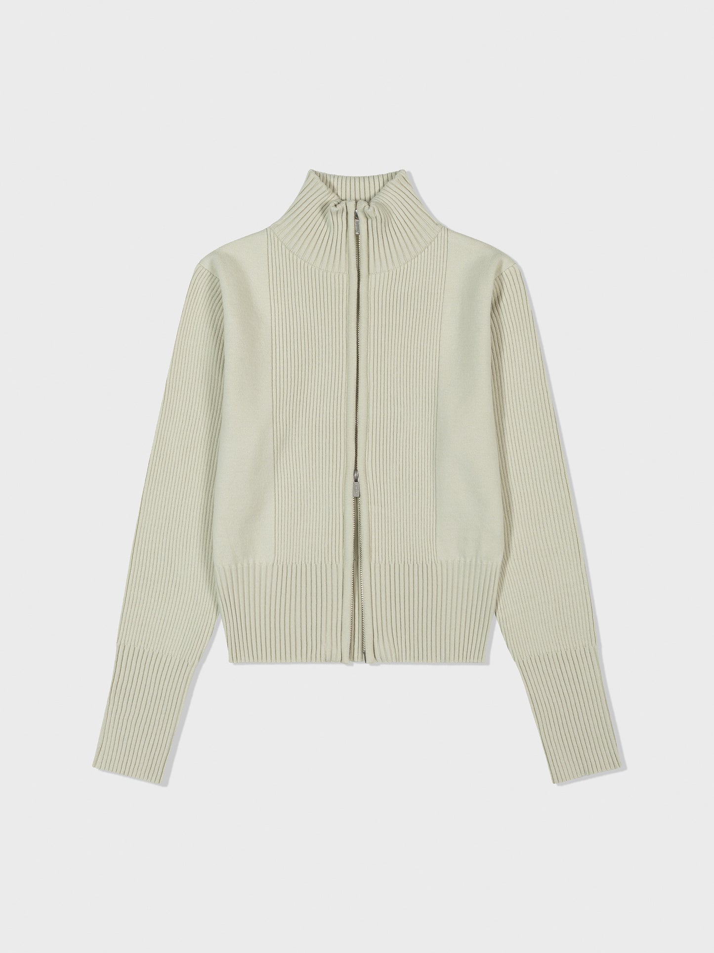 LOW CLASSIC HIGHNECK ZIP-UP KNIT TOP - MINT