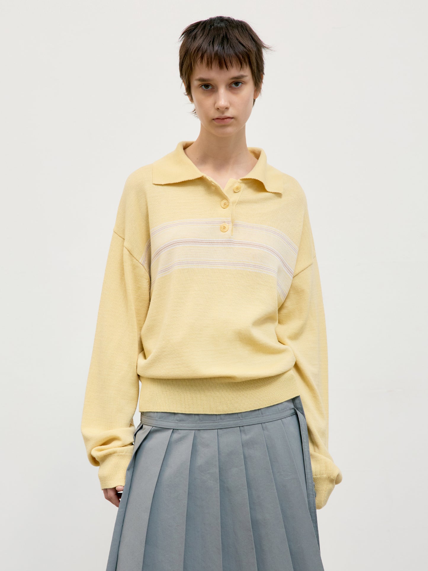 LOW CLASSIC MULTI STRIPE PIQUE KNIT TOP - YELLOW