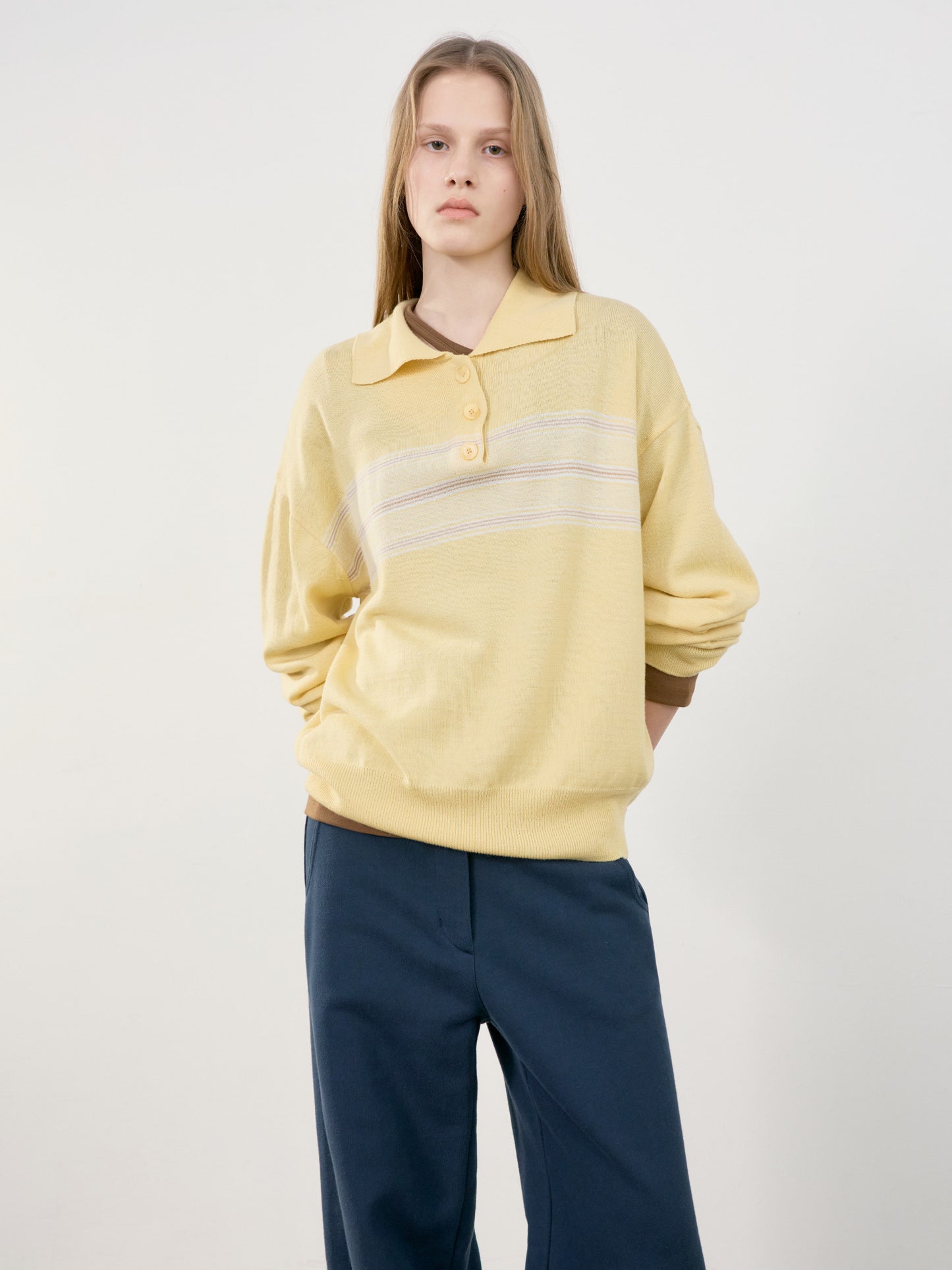 LOW CLASSIC MULTI STRIPE PIQUE KNIT TOP - YELLOW