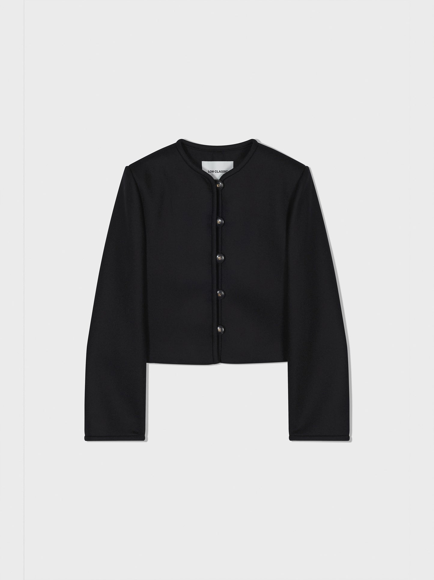LOW CLASSIC ROUND NECK SHORT JACKET - BLACK