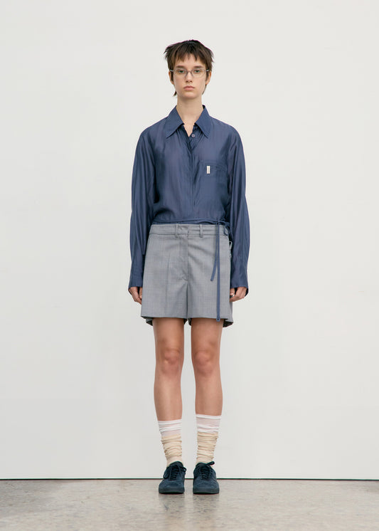LOW CLASSIC SEE-THROUGH BACK STRAP SHIRT - CHARCOAL