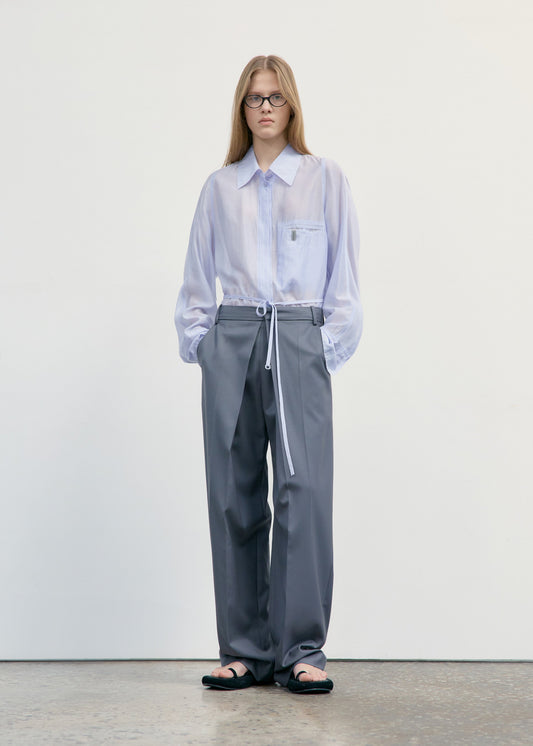 LOW CLASSIC SEE-THROUGH BACK STRAP SHIRT - LIGHT BLUE