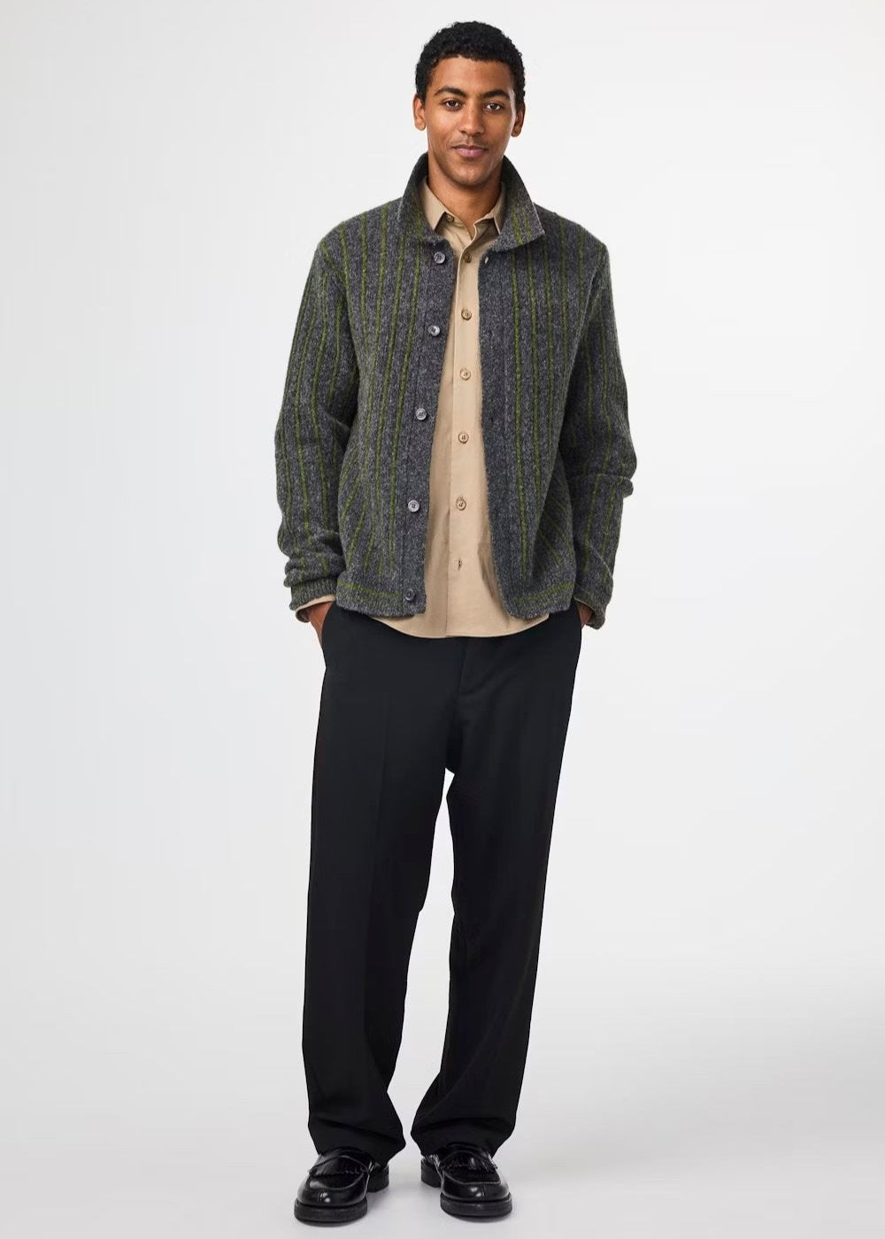 NN07 DARREN POLO CARDIGAN - MEDIUM GREY MELANGE