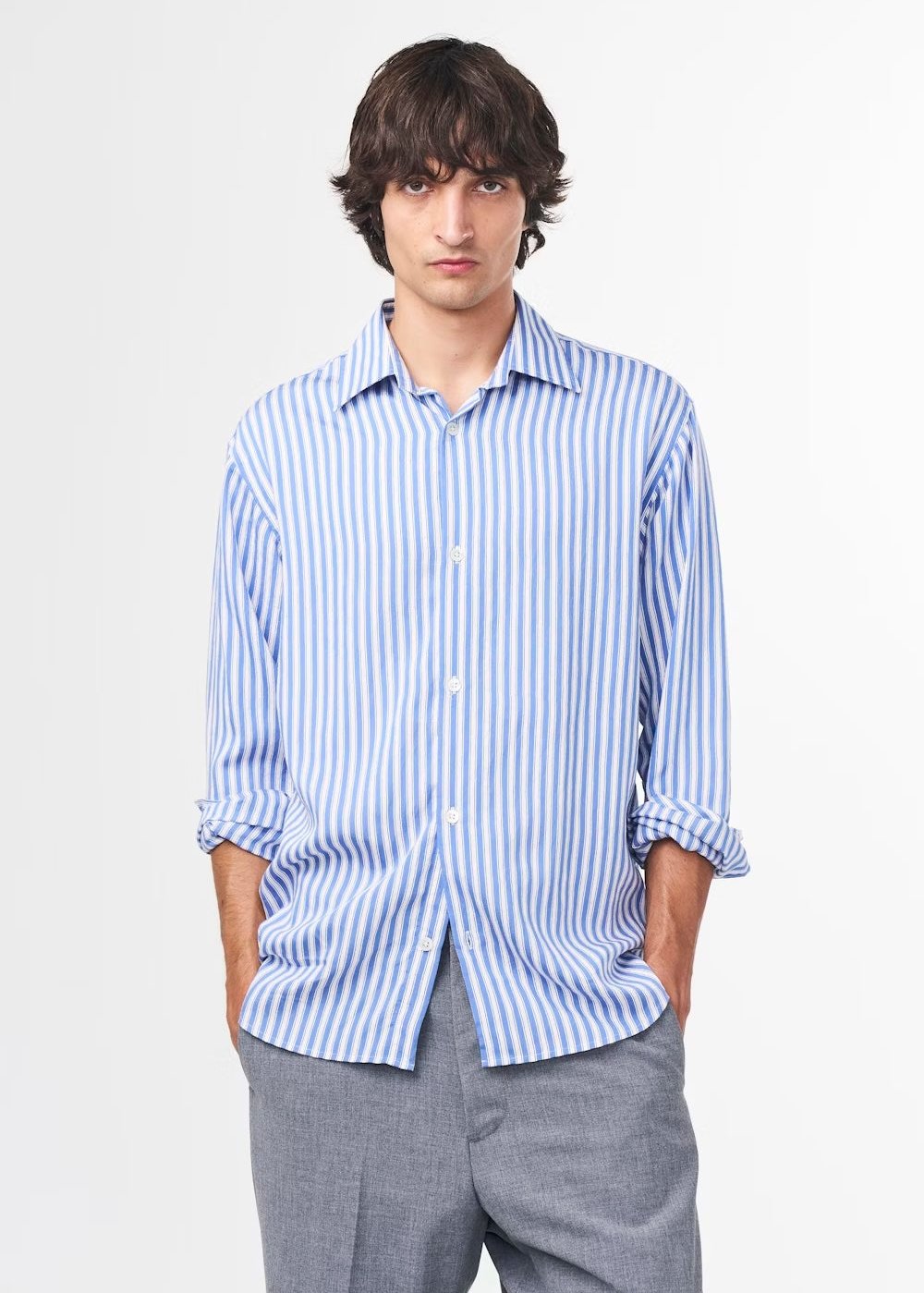 NN07 FREDDY BUTTON UP SHIRT - BLUE STRIPE