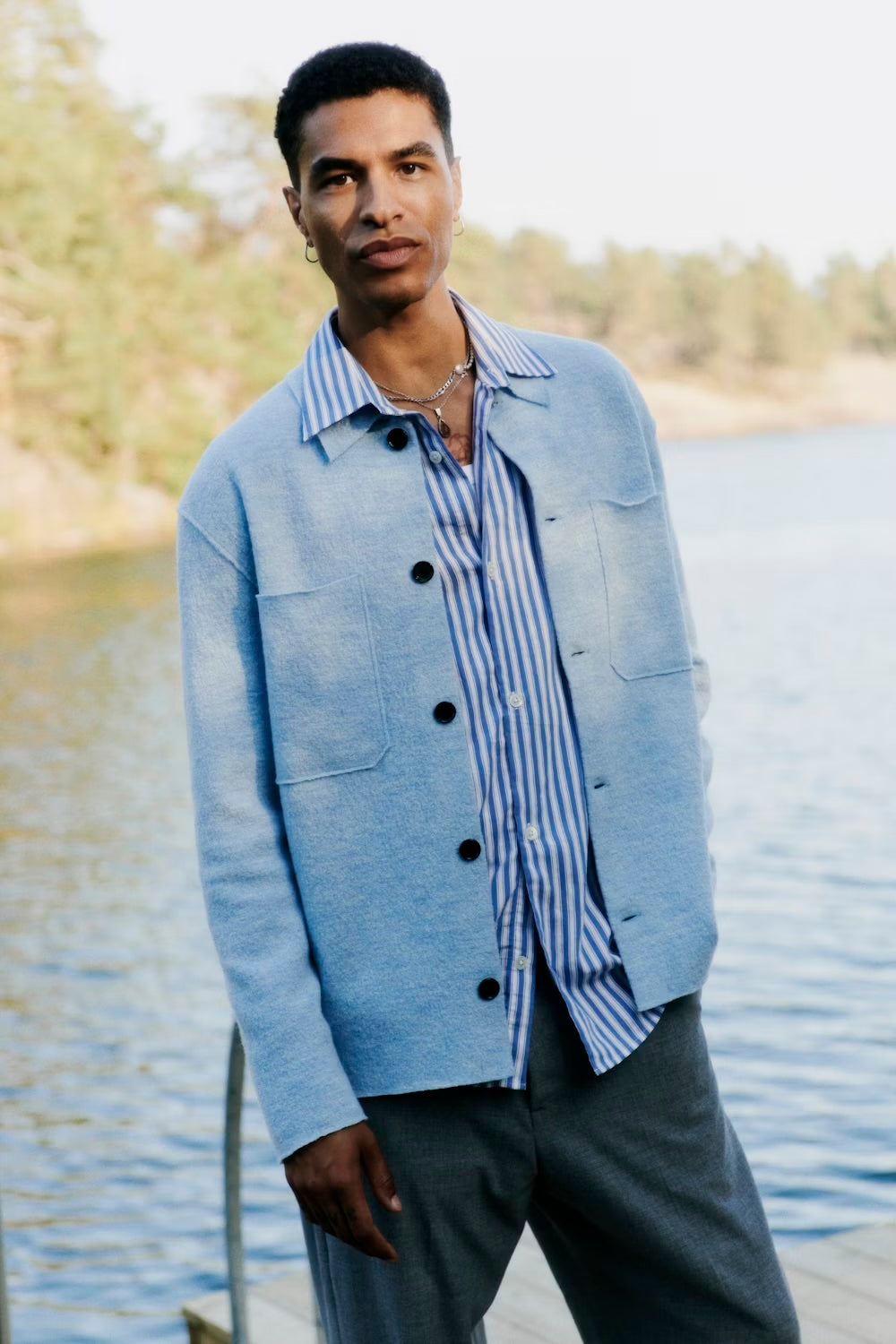 NN07 FREDDY BUTTON UP SHIRT - BLUE STRIPE