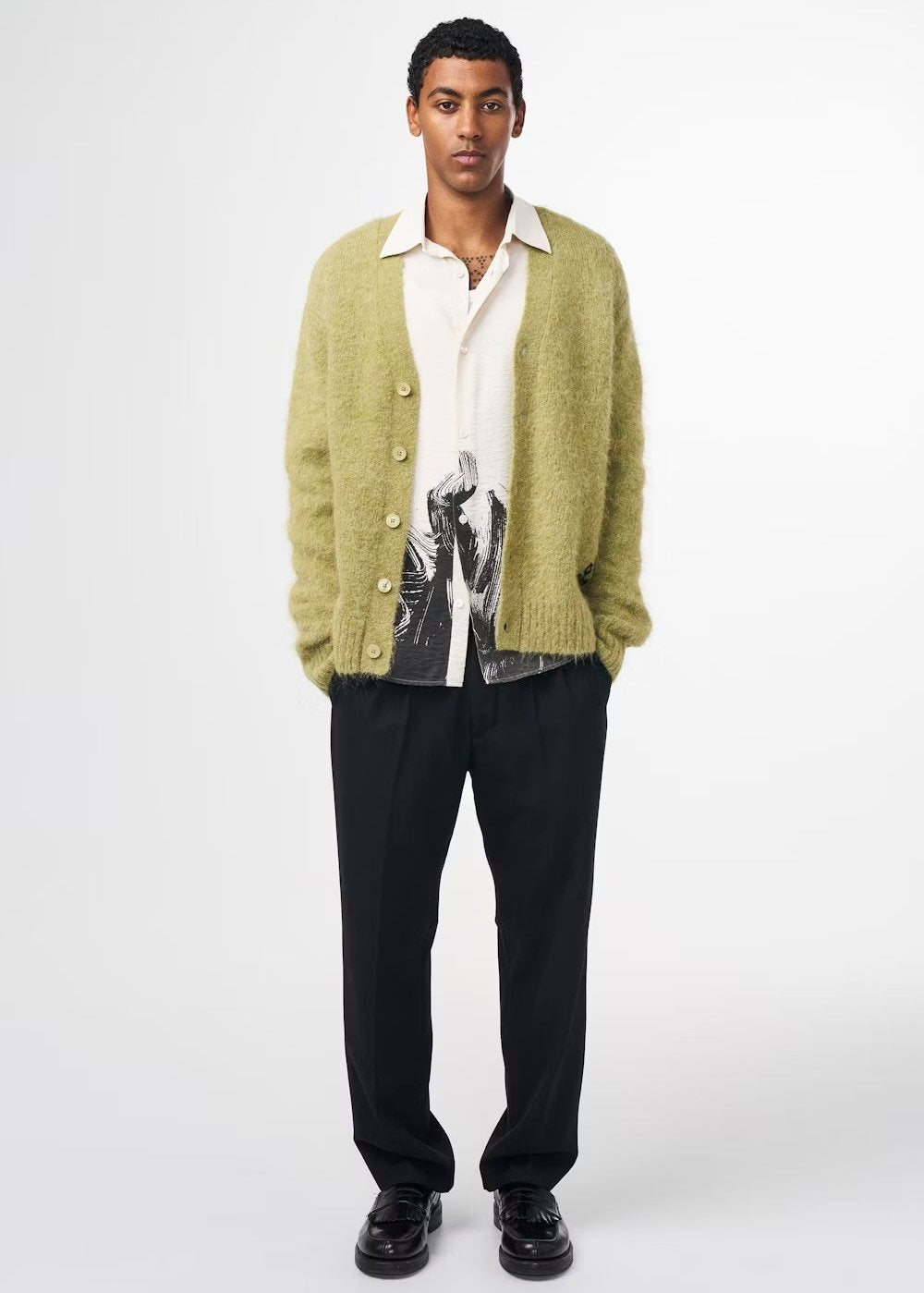 NN07 KYLE ALPACA BLEND CARDIGAN - EVERGREEN